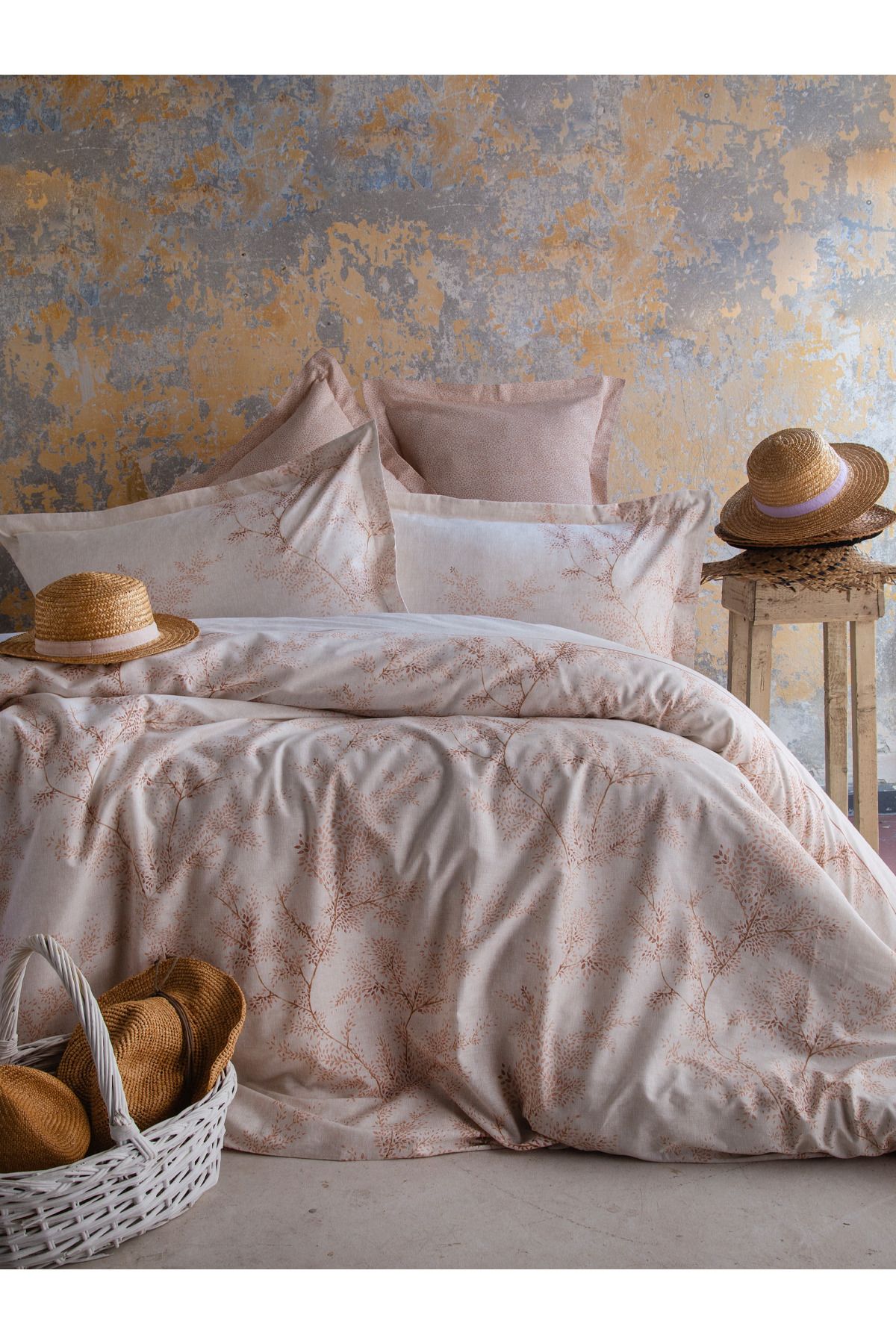 BED LİNE Senses Mila nevresim takımı terakota çift kişilik