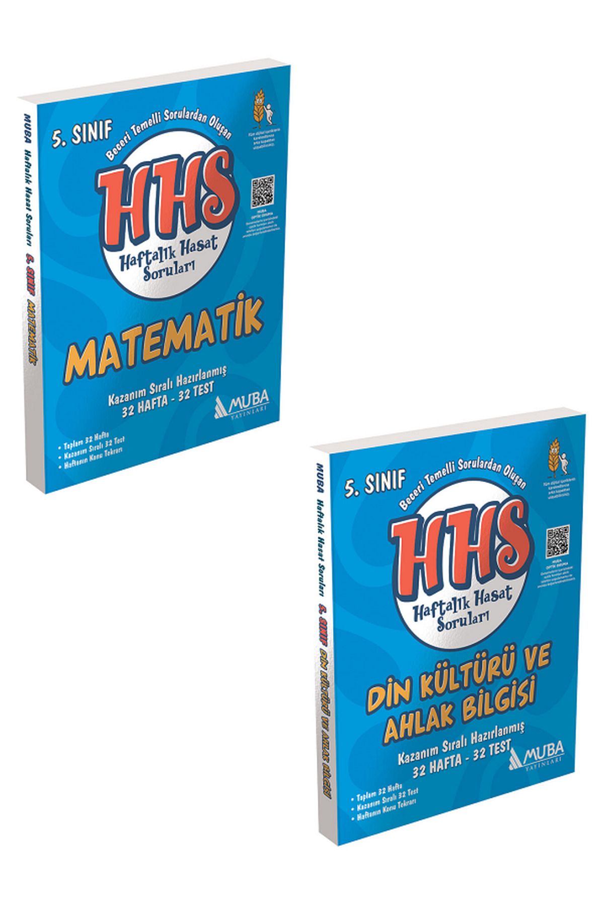 Evrensel İletişim Yayınları 5.Sınıf Muba HHS Matematik + Din Kültürü Haftalık Hasat Sorular / Beceri Temelli Sorular / 2 KİTAP