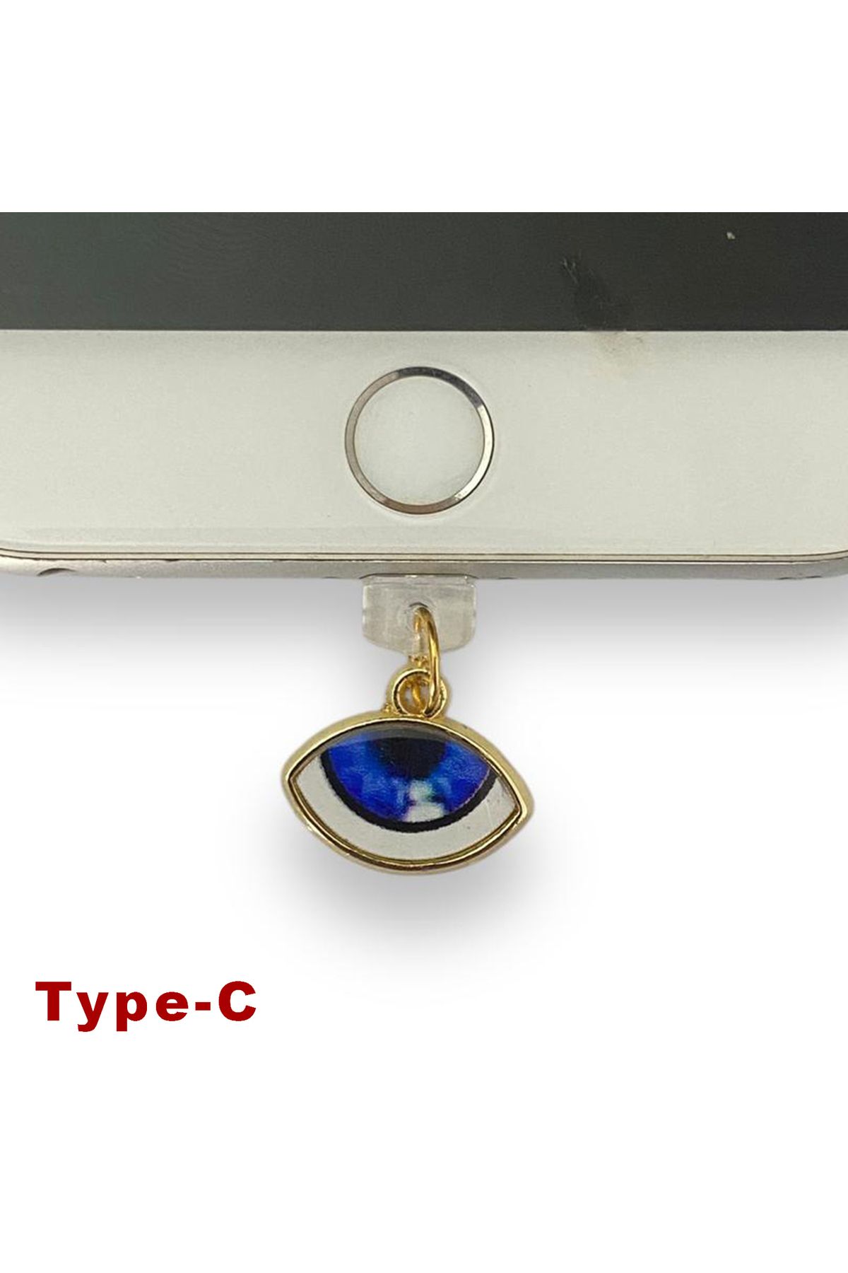 BK Design Type-C Çelik Takı Figürlü Telefon Şarj Portu Toz Tıpası Toz Tıkacı Charm TCGL5014