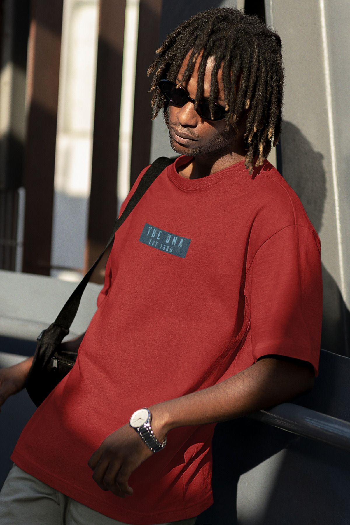 Uniquetex NUBENSE / DENPA-12 - Oversize Unisex DNA Baskılı Bordo Bisiklet Yaka T-shirt (Bilim Tişört)