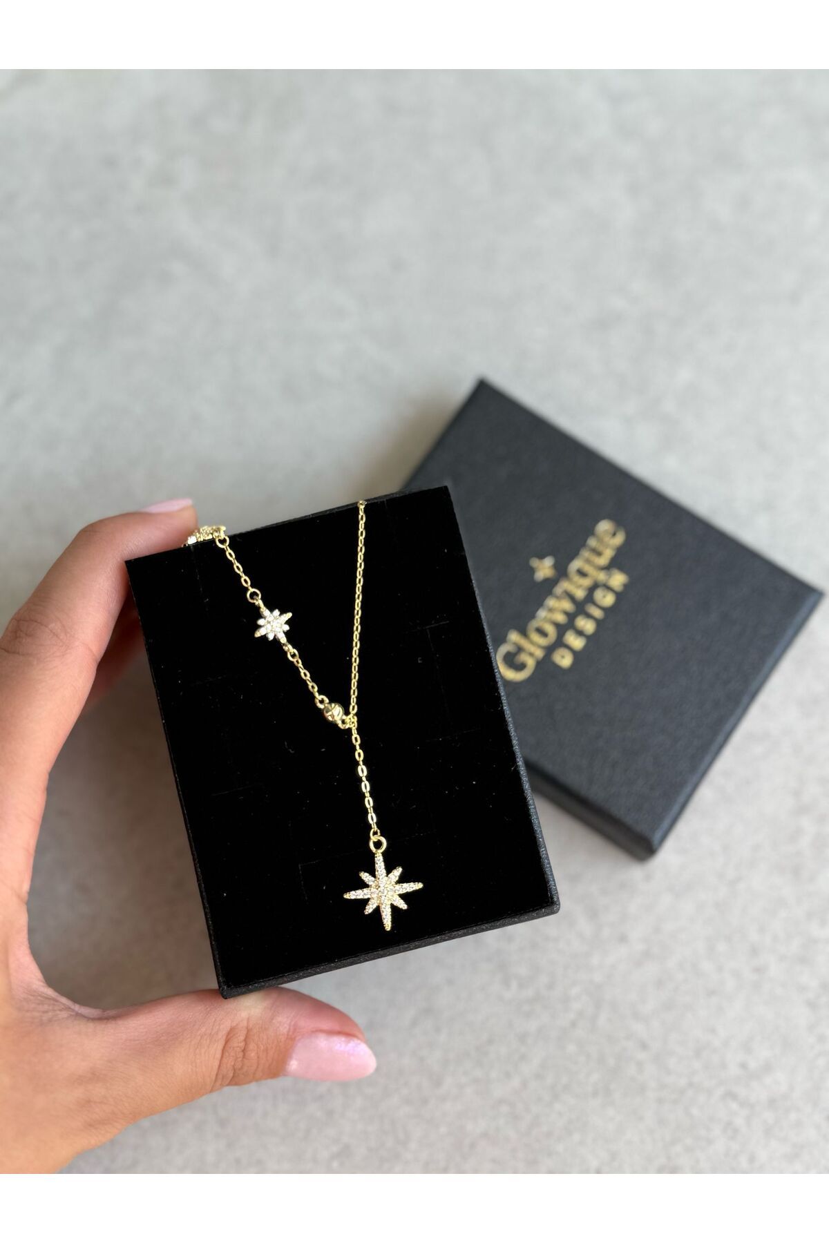 Glowique Design 925 Ayar Kutup Yıldızı Gold Kolye