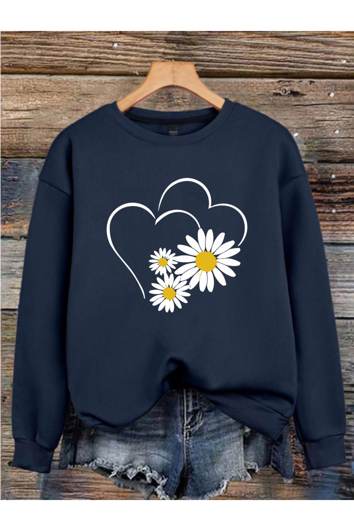 MAGORS PAPATYA BASKILI 3 İPLİK BİSİKLET YAKA UZUN KOLLU SWEATSHIRT