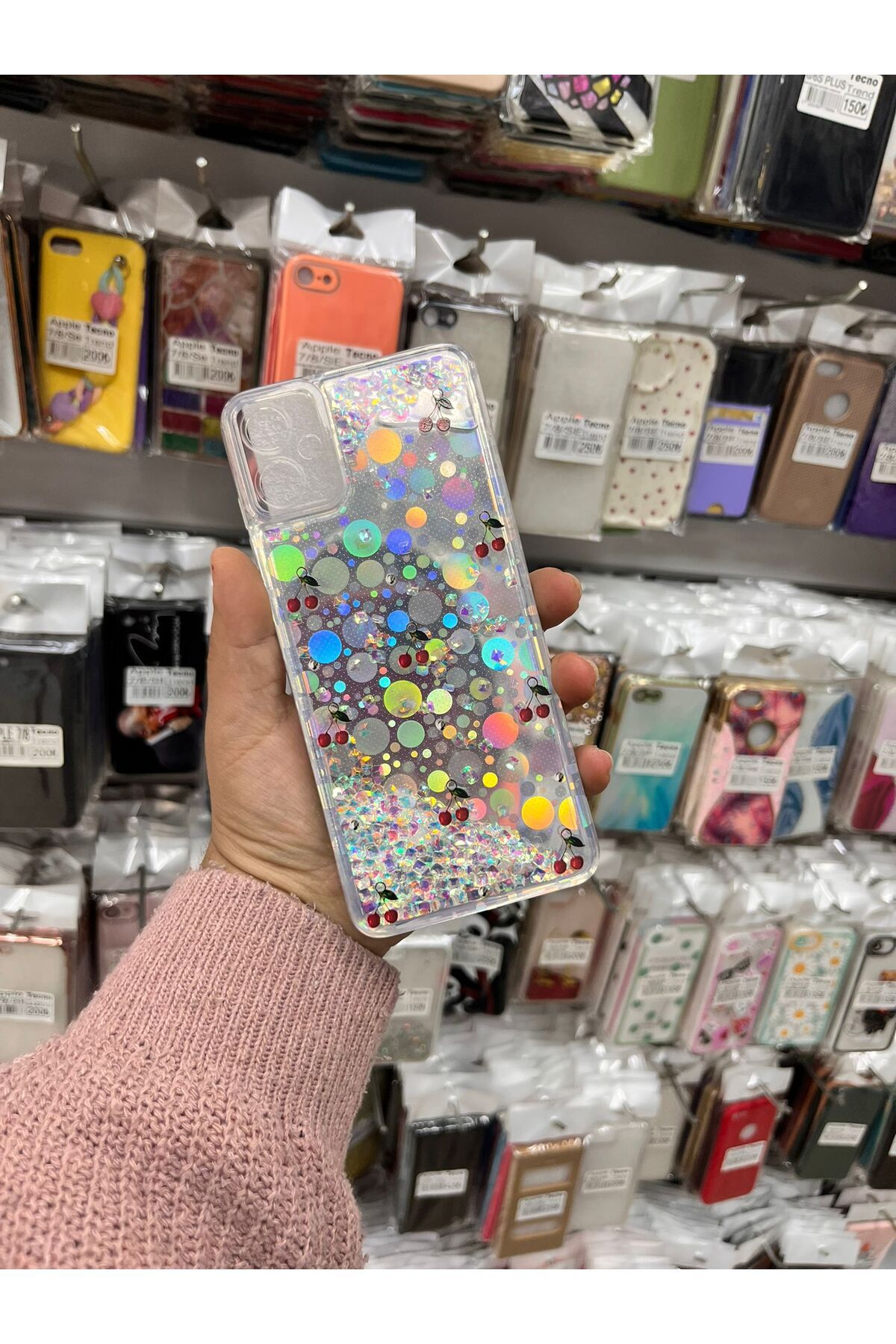 TECNOTREND Galaxy A05 Sulu parıltılı Hologramlı şeffaf silikon kılıf