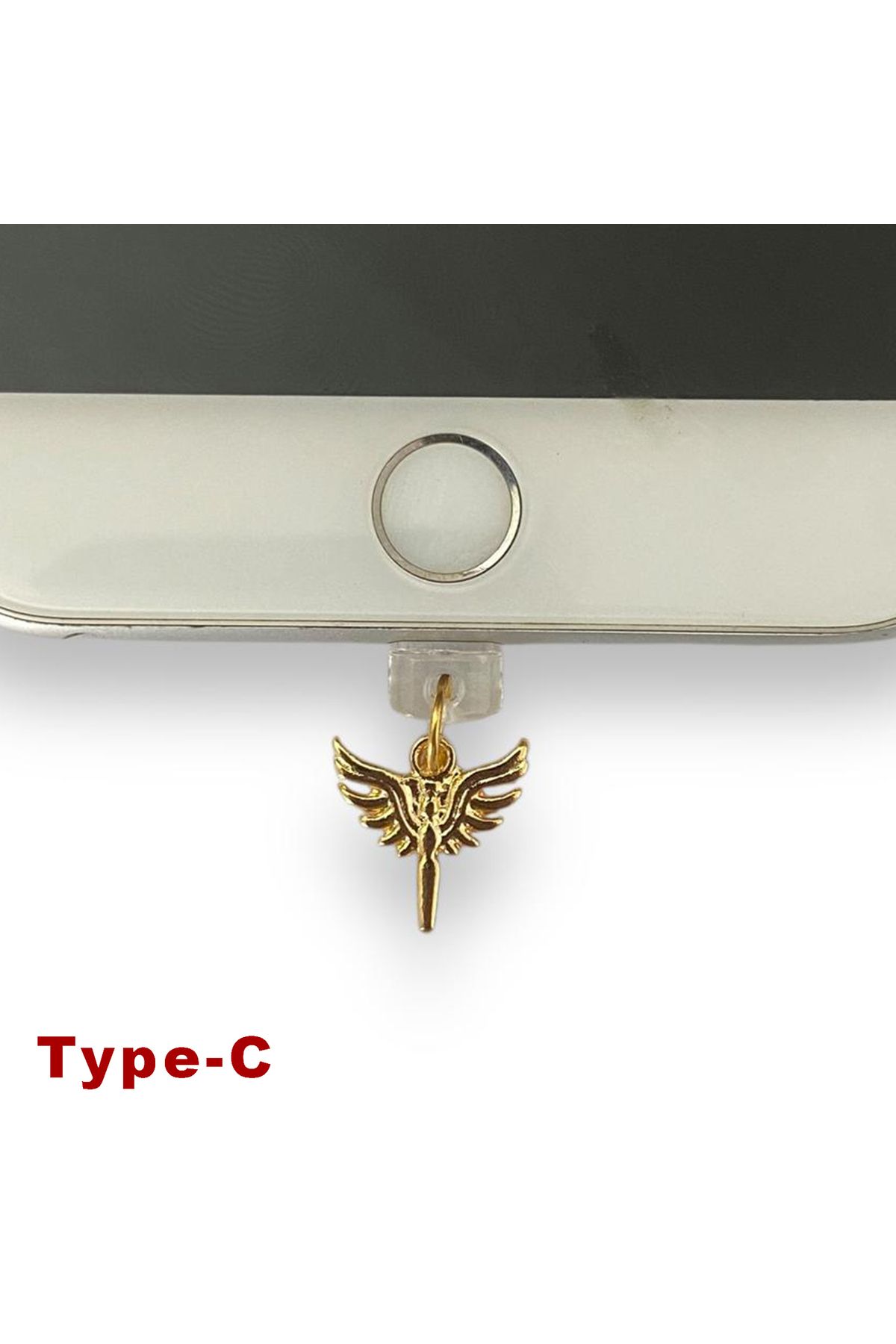 BK Design Type-C Çelik Takı Figürlü Telefon Şarj Portu Toz Tıpası Toz Tıkacı Charm TCGL5007