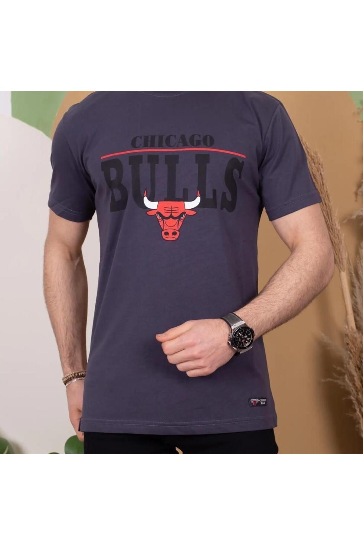 modamtn Erkek Kısa Kollu Chicago Bulls Baskılı Tişört