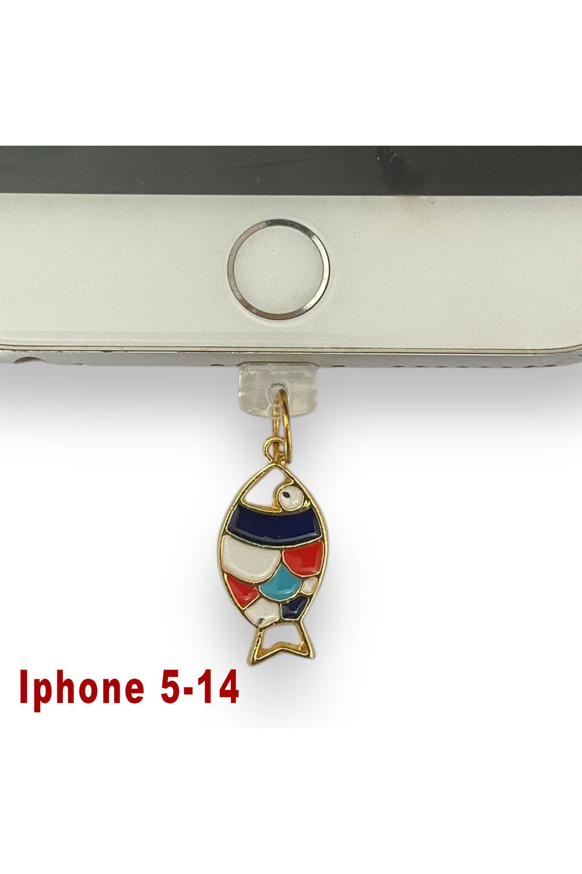 BK Design Iphone 5-14 Çelik Takı Figürlü Telefon Şarj Portu Toz Tıpası Toz Tıkacı Charm IPGL6005