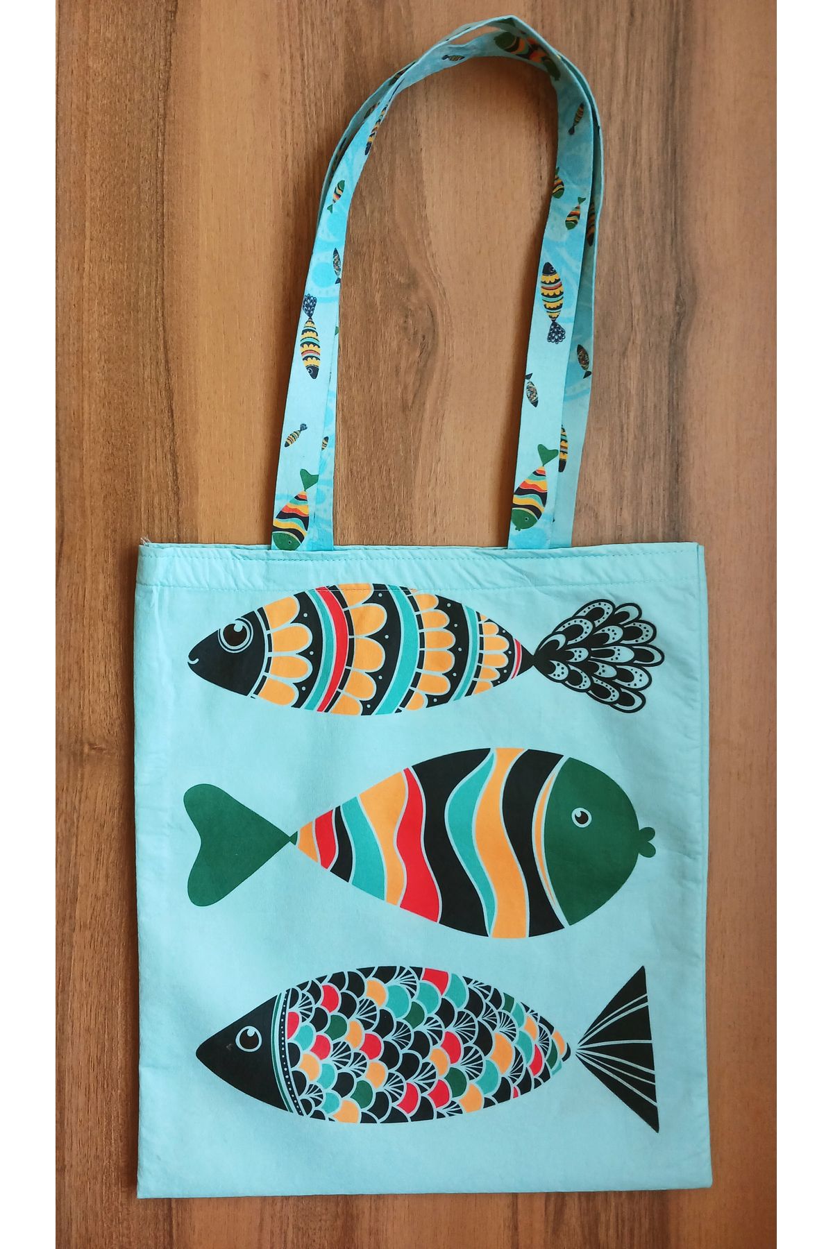 BALVA KONSEPT TURKUAZ FISH - BEZ PLAJ VE OMUZ ÇANTASI (ÇİT TARAFLI BASKI)