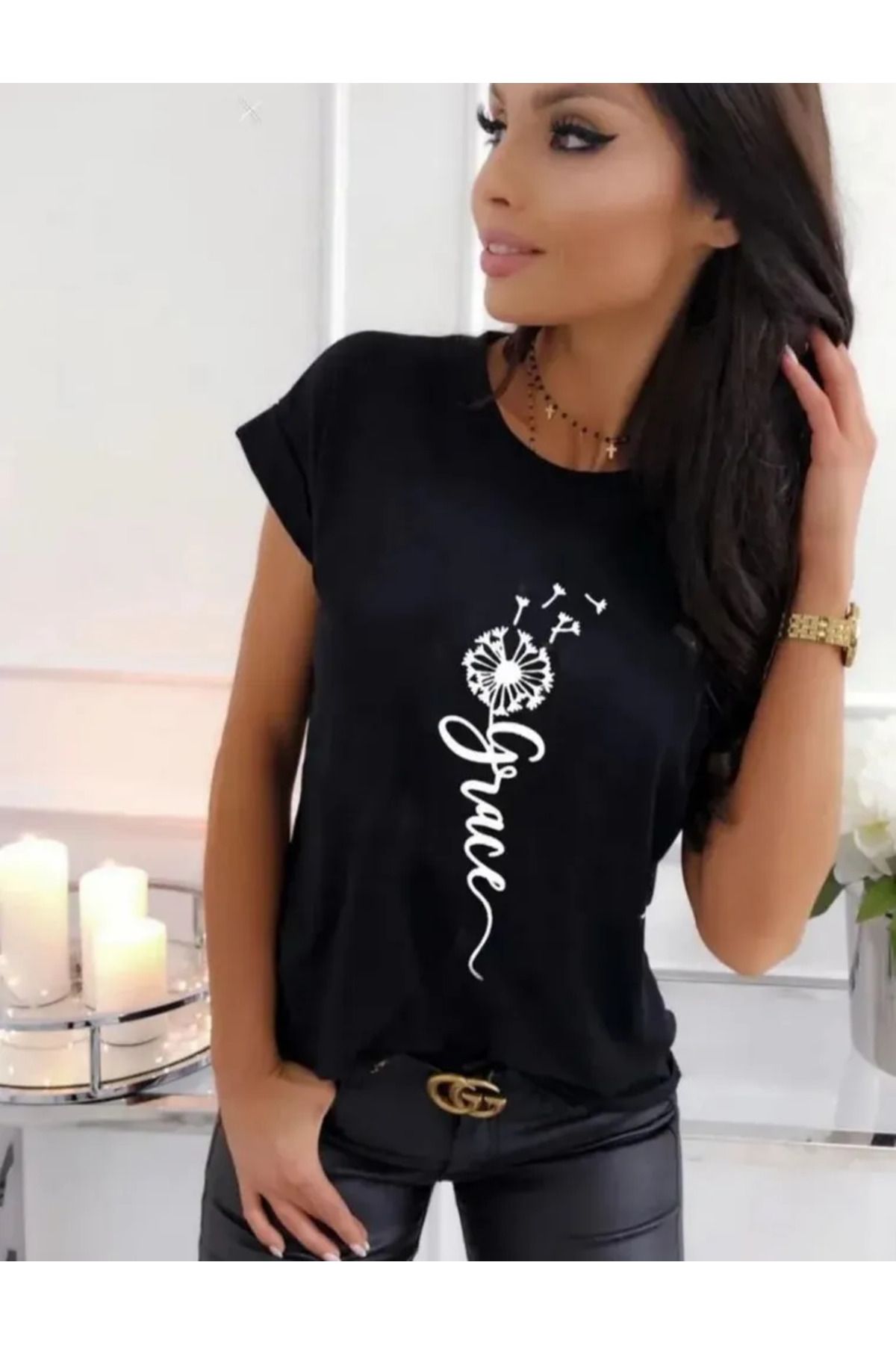 CLASİVA Tasarım Baskılı Unısex Oversize Bisiklet Yaka T-shirt
