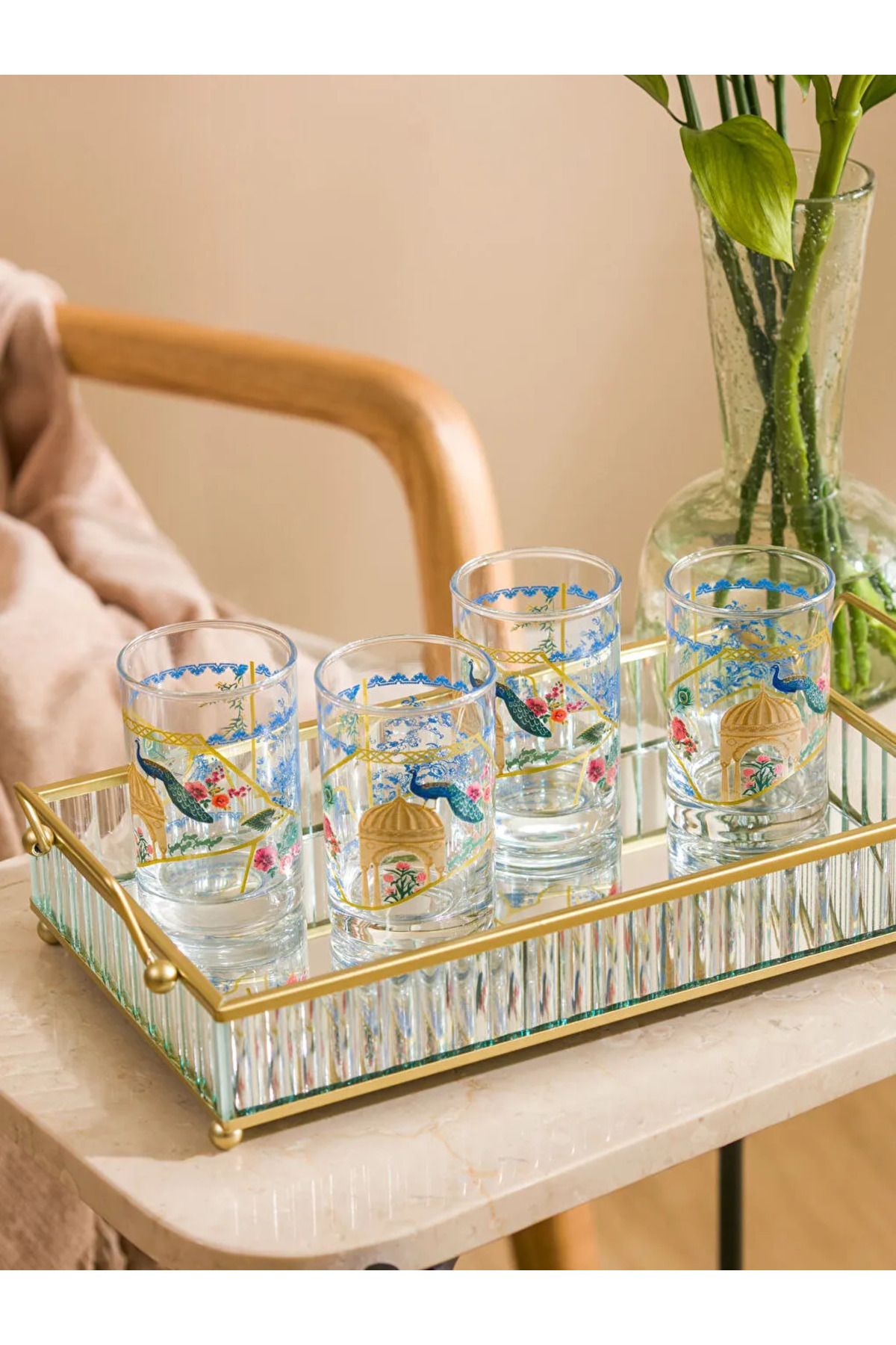 LC Waikiki LCW HOME Karişik Baskılı Cam Su Bardağı Seti 4'lü 125 ml
