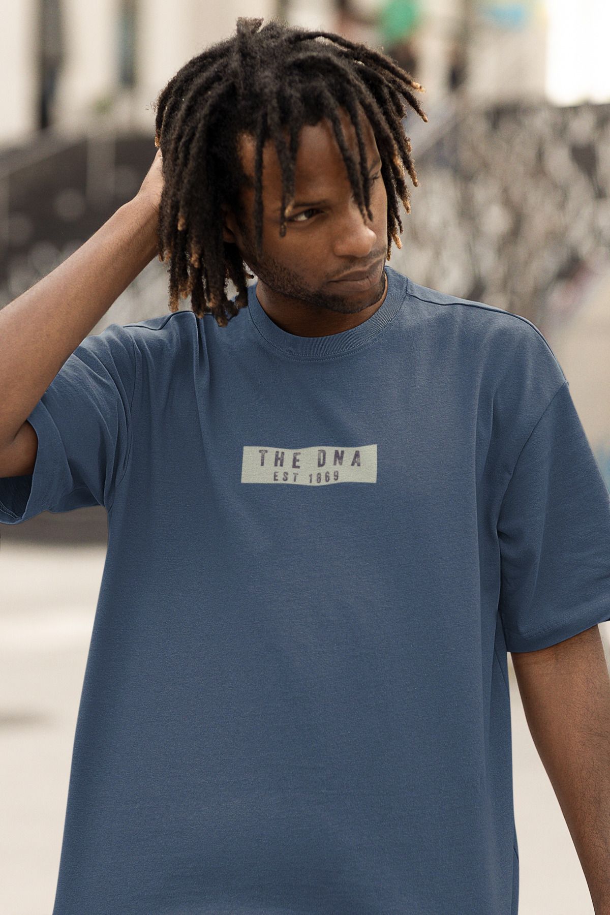 Uniquetex NUBENSE / DENPA-14 - Oversize Unisex DNA Baskılı Füme Bisiklet Yaka T-shirt (Bilim Tişört)