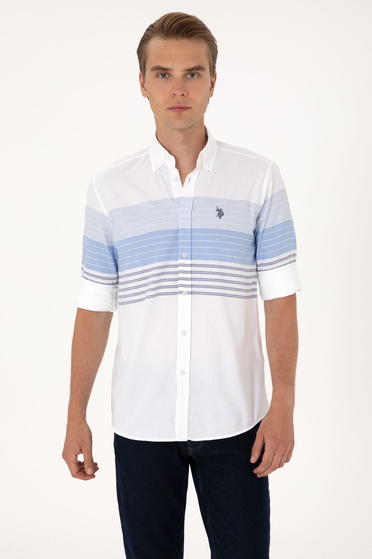 U.S. Polo Assn. Erkek Lacivert Uzun Kollu Gömlek 50300097-VR033