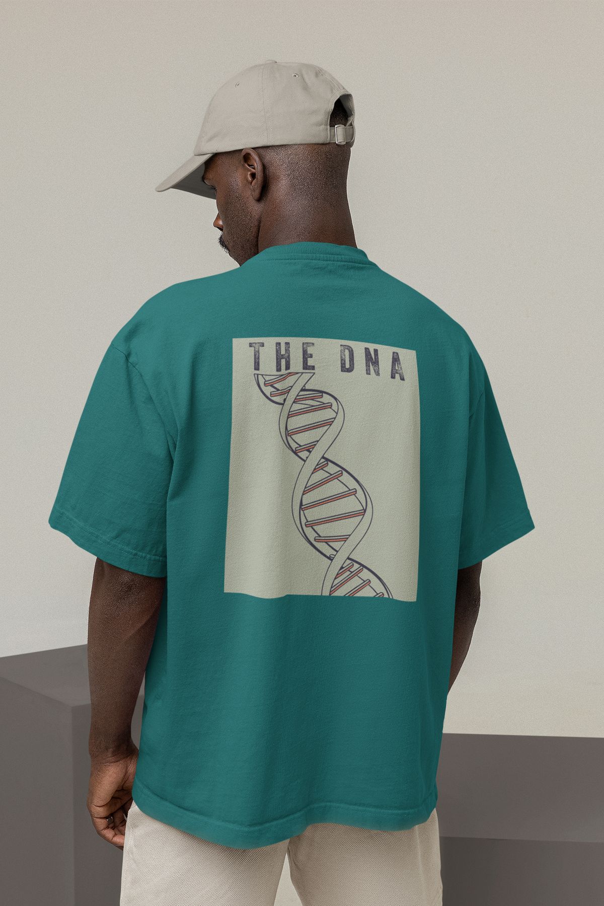 Uniquetex NUBENSE/DENPA16- Oversize Unisex DNA Baskılı Turkuaz Yeşil Bisiklet Yaka T-shirt (Bilim Tişört)