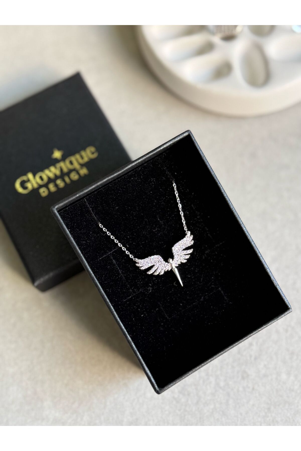 Glowique Design 925 Ayar Gümüş LİLA Taşlı Anka Kuşu Kolye