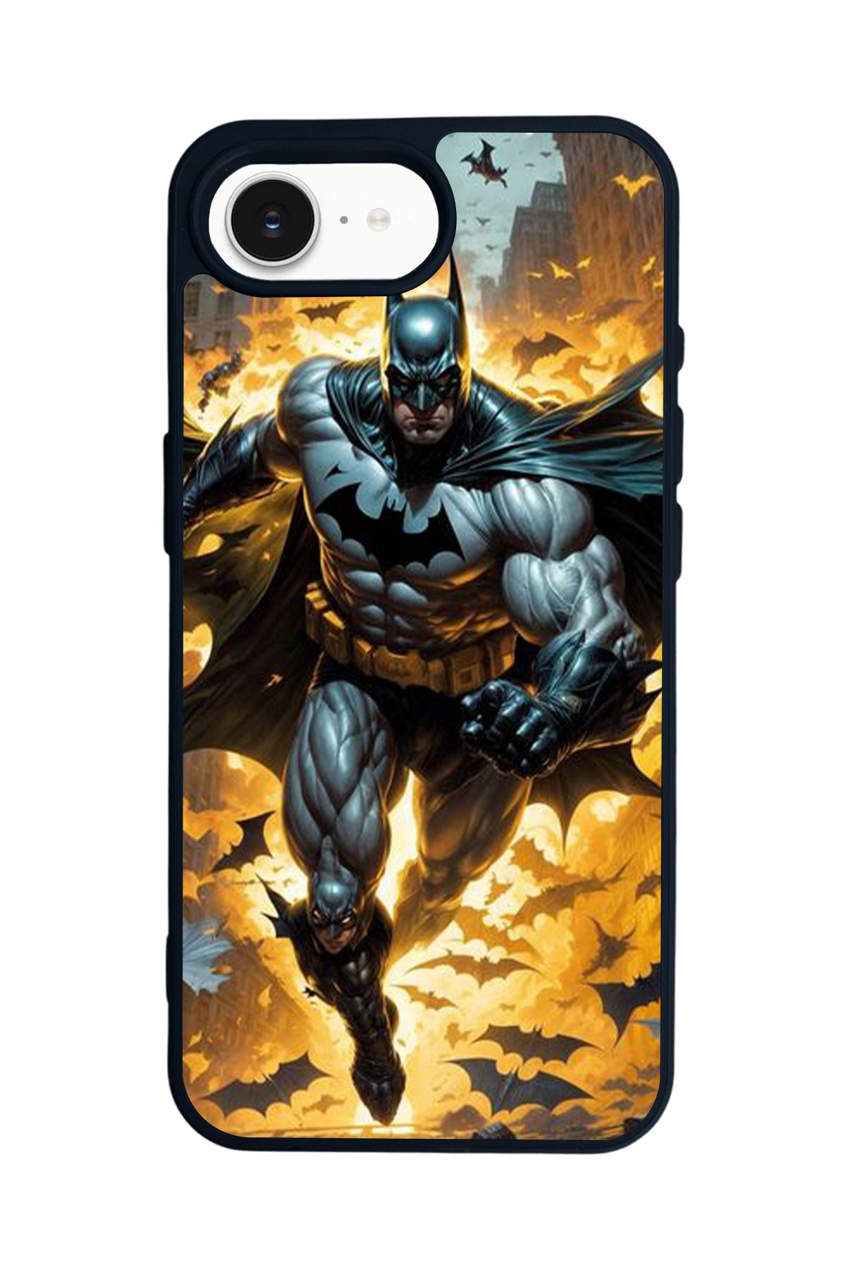 Aksel Kılıf Apple iPhone 16e Uyumlu Baskılı,Mat Siyah,Yumuşak Silikon,Koruyucu,Şok Emici Kapak,Kılıf