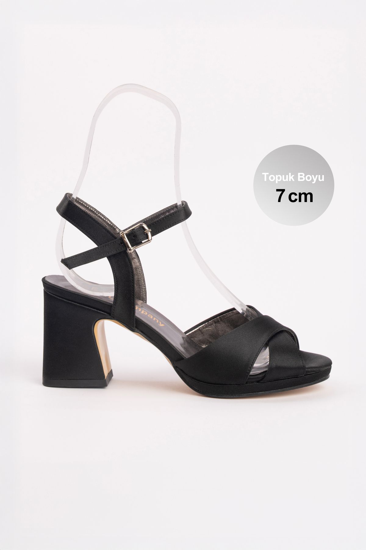 E&L Company ALÇAK Topuk 7cm Siyah saten. Bu ürün koşma garantilidir.