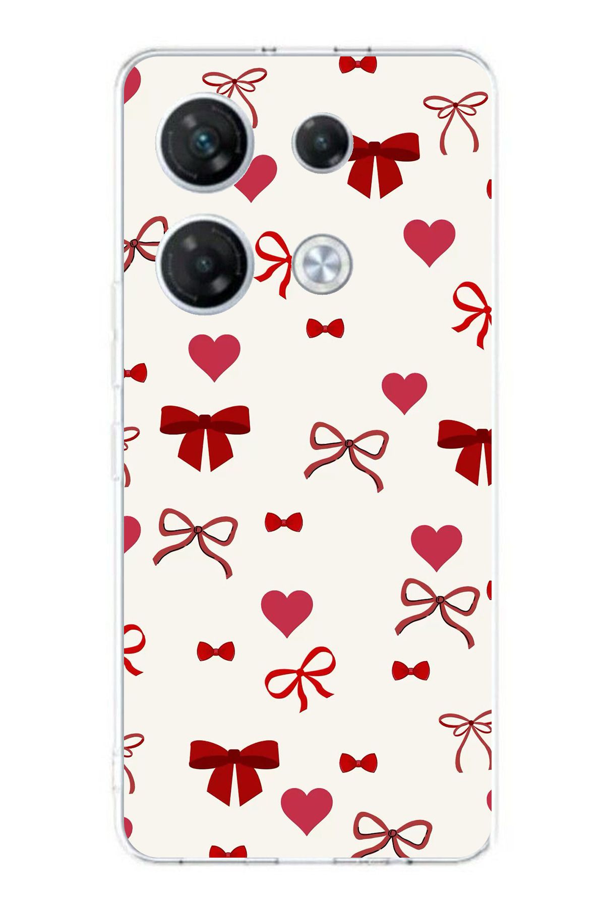 TechTree Infinix GT 20 Pro Uyumlu Bordo Kalp ve Fiyonklar Şeffaf Silikon Kılıf