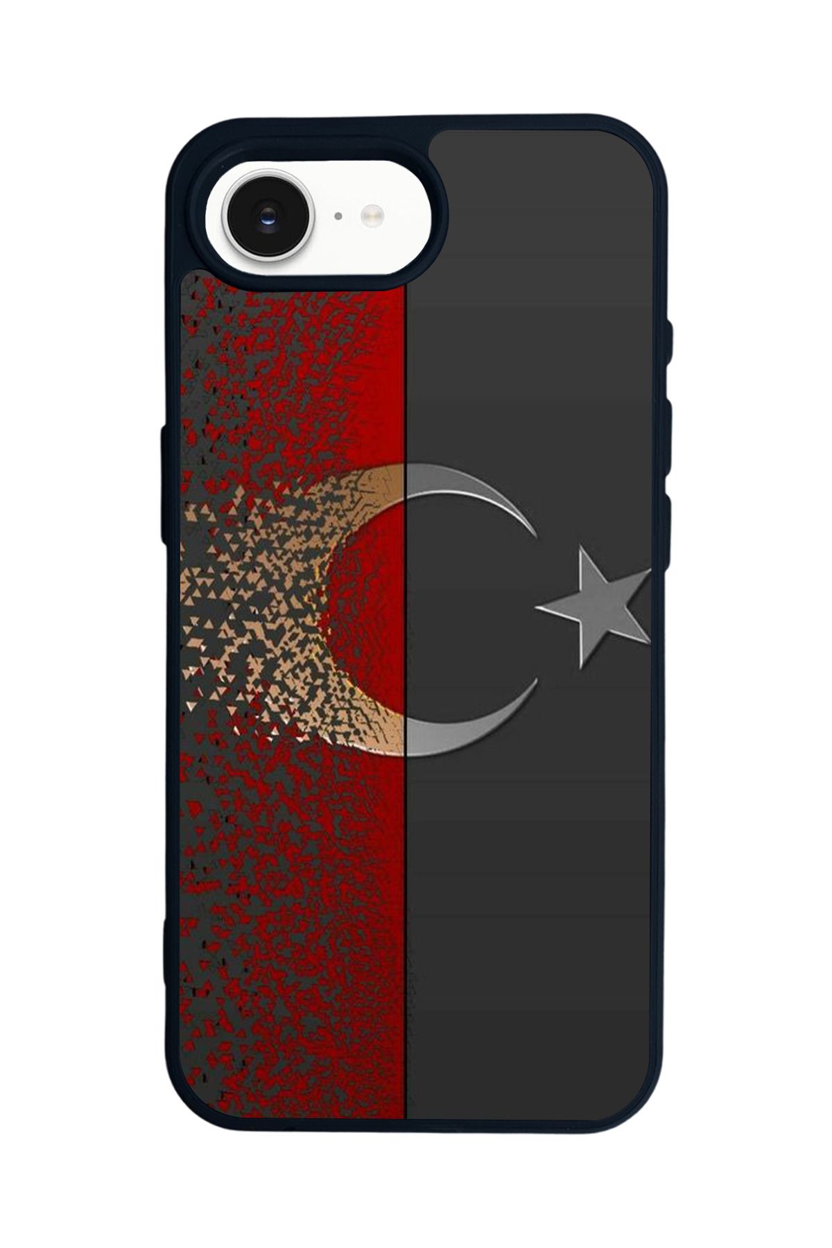 Aksel Kılıf Apple iPhone 16e Uyumlu Baskılı,Mat Siyah,Yumuşak Silikon,Koruyucu,Şok Emici Kapak,Kılıf