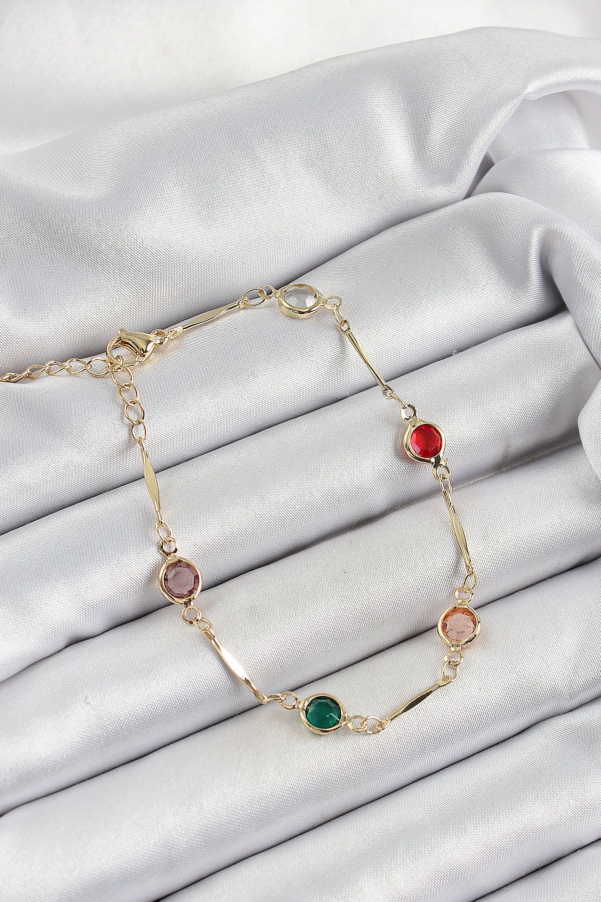 STYLE OF CARMEN Pirinç Asorti Model Gold Renk Zirkon Taşlı Kadın Bileklik