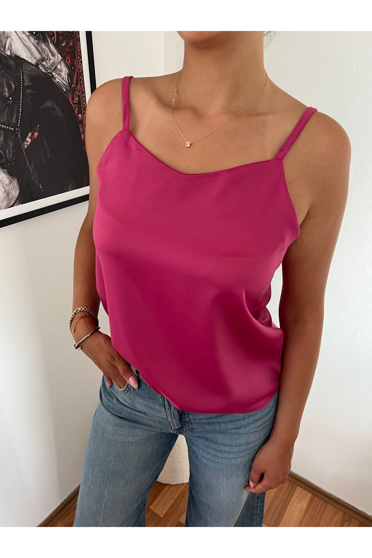 Butik SATEN ASKILI BLUZ