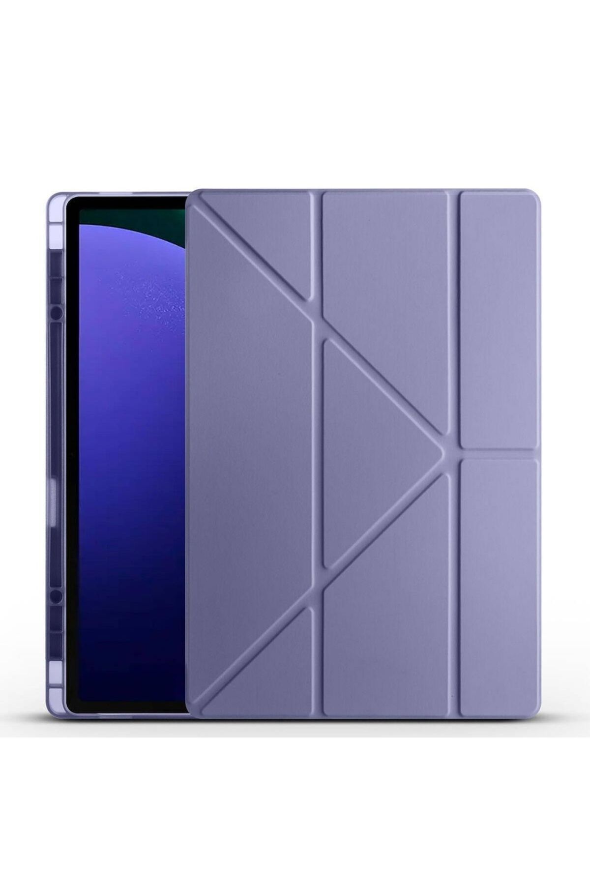 Megafox Teknoloji Samsung Galaxy Tab S9 Ultra X910 Uyumlu Tablet Kılıfı Tri Folding Kalem Bölmeli Kılıf