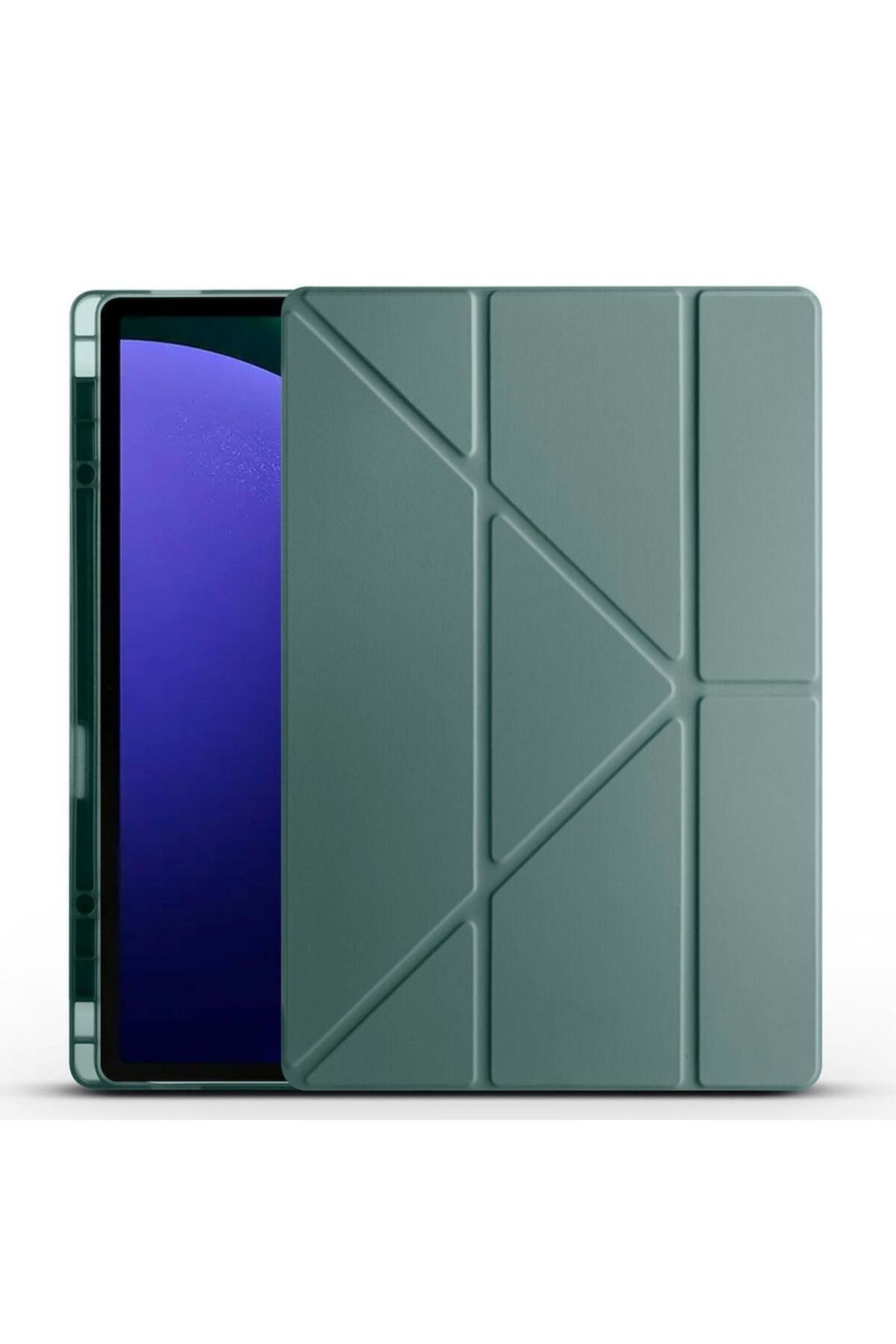Megafox Teknoloji Samsung Galaxy Tab S9 Ultra X910 Uyumlu Tablet Kılıfı Tri Folding Kalem Bölmeli Kılıf