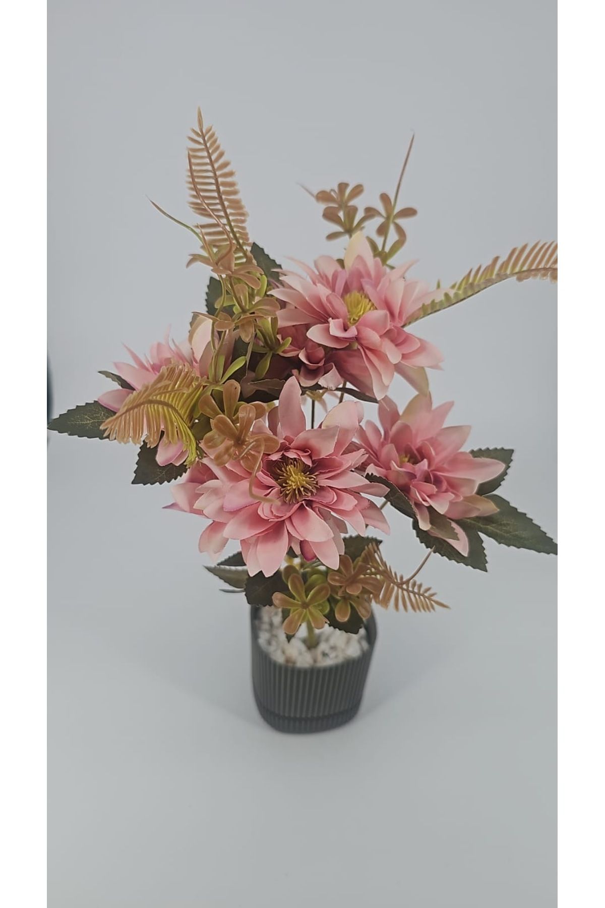 YASİMA Sen 5 DALLI PEMBE ÇAN ÇİÇEĞİ 34 CM EL BUKETİ VAZO ARANJMAN DEKOR ÇİÇEĞİ