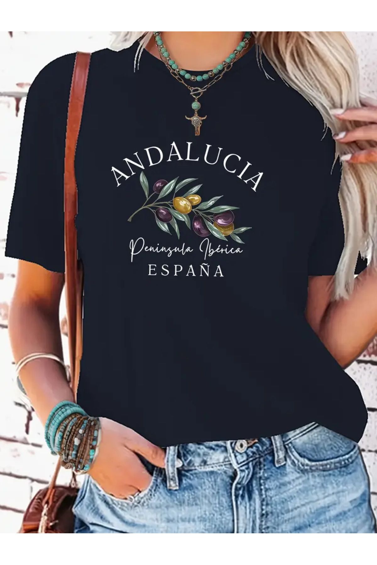 CLASİVA Zeytin Dalı Unisex Oversize Bisiklet Yaka T-shirt