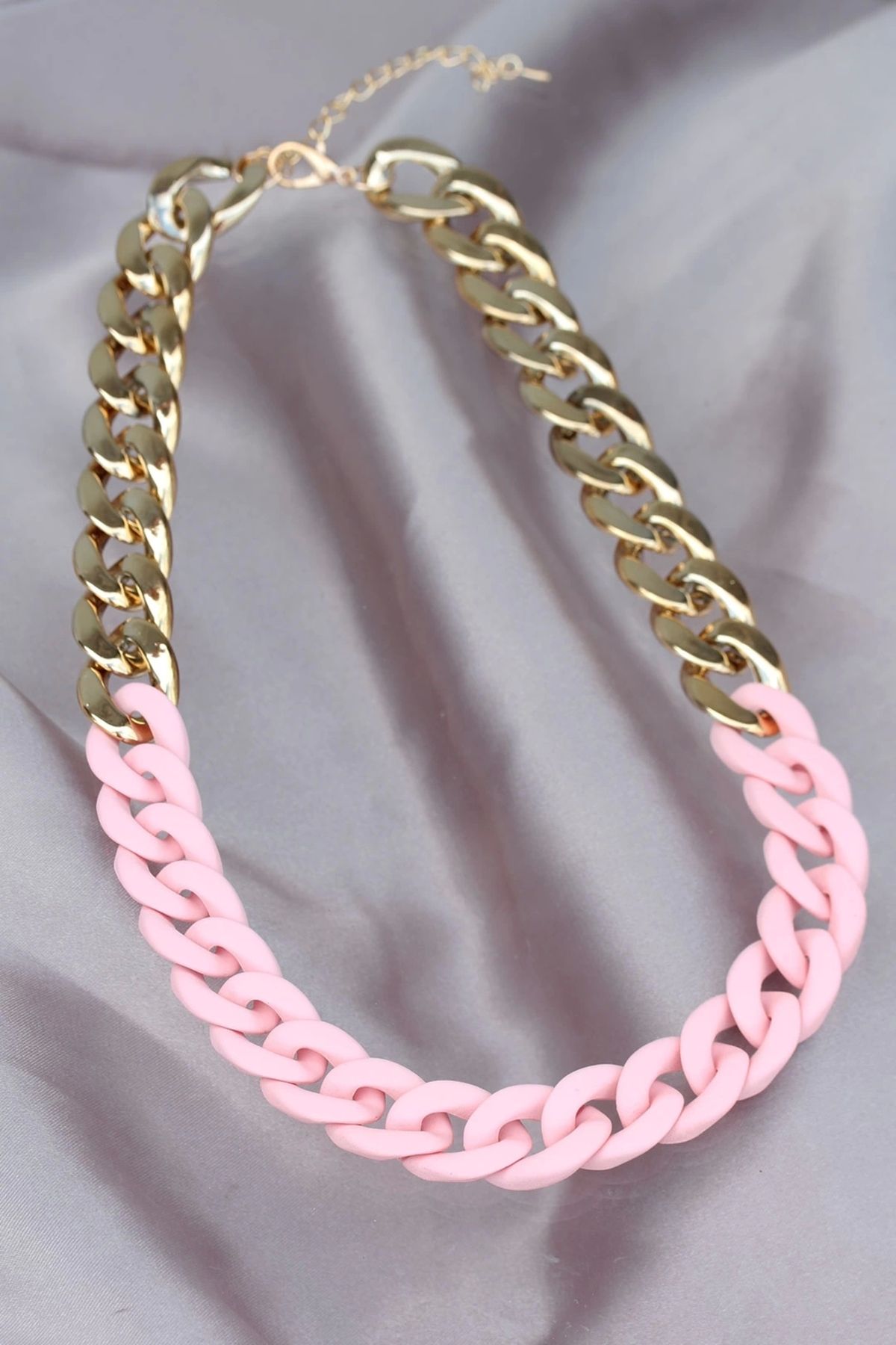 Clariss Gold Pembe Renk Uzay Yolu Model Zincir Kolye
