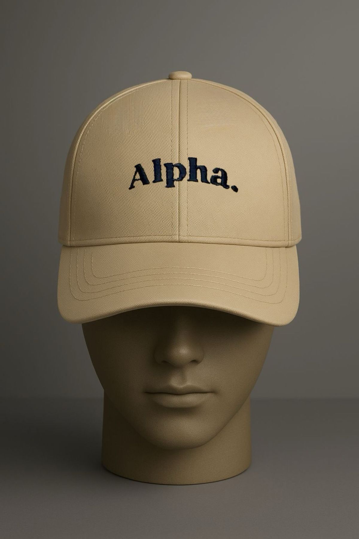 mieraedesign Mierae Unisex Lacivert Alpha Yazılı Krem Şapka