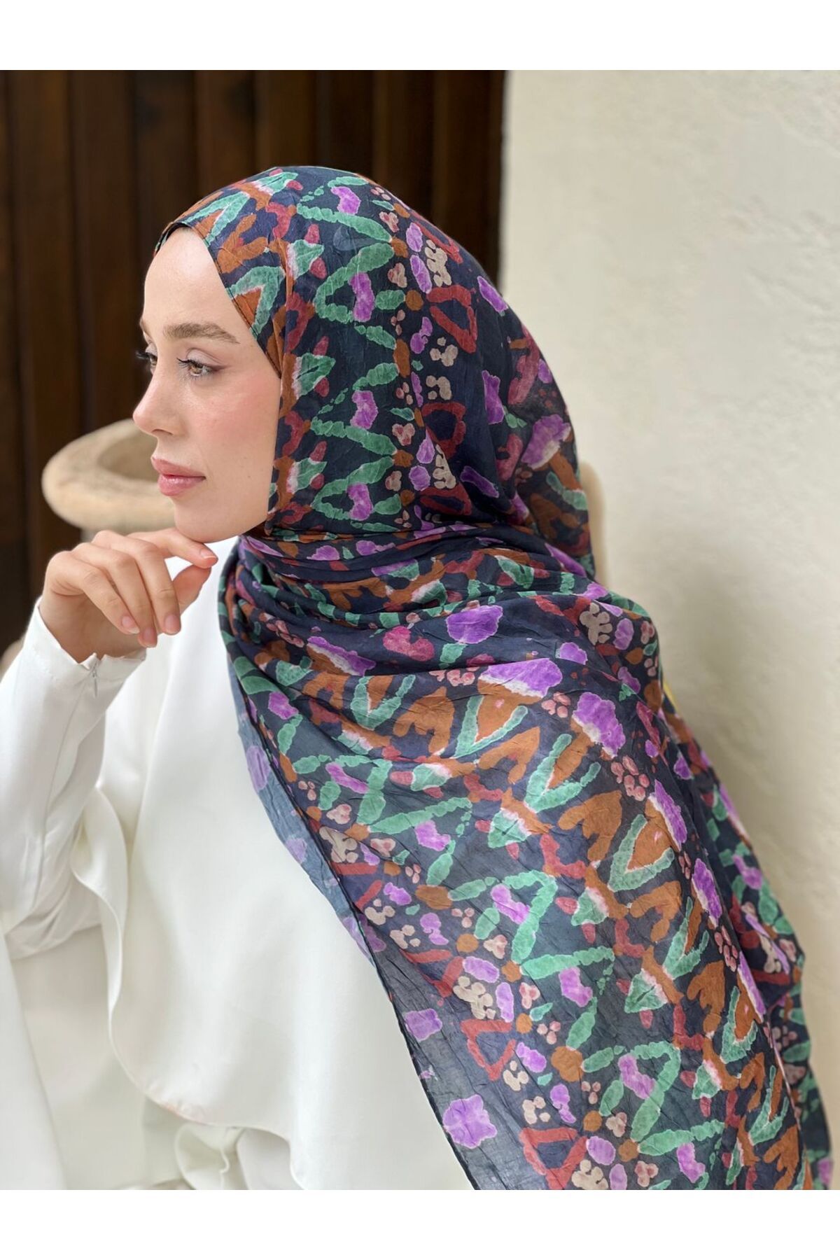 Modakaşmir-Abstract Zigzag Pattern Bamboo Shawl 2