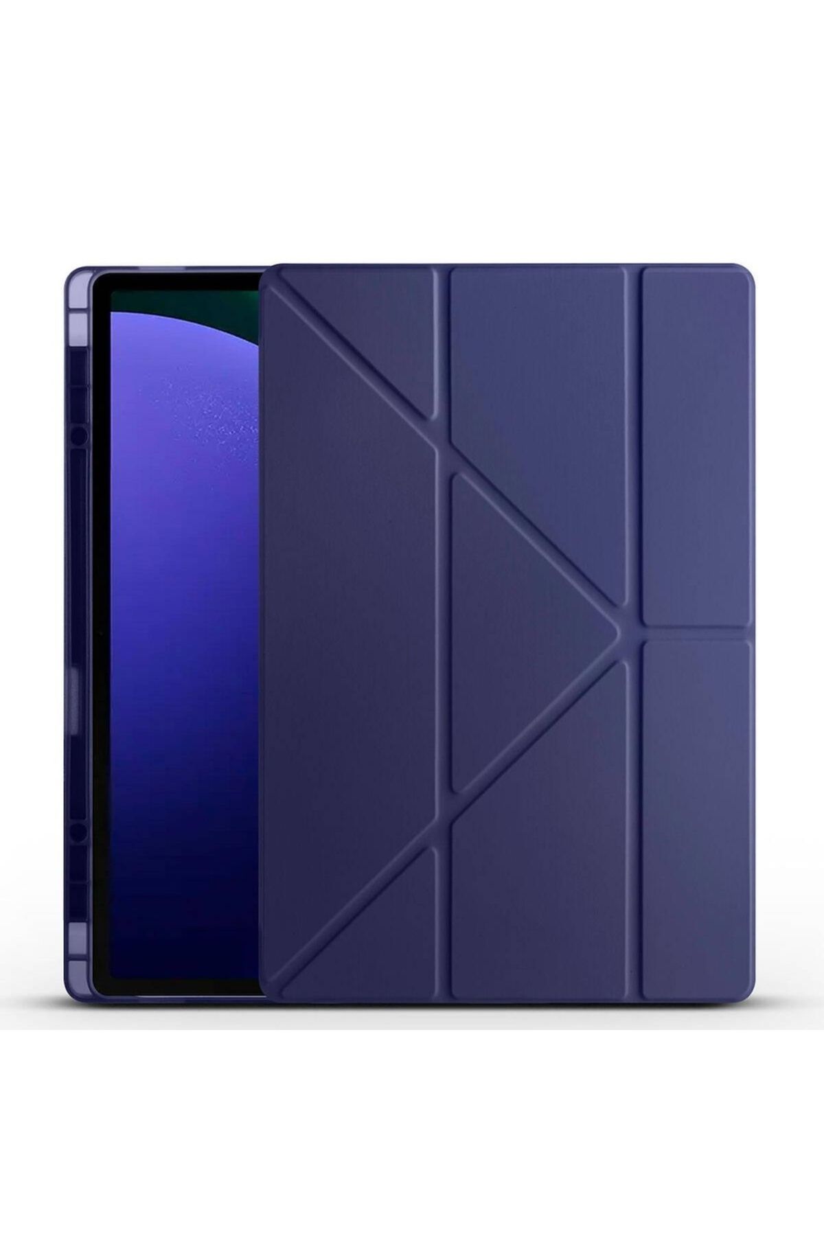 Megafox Teknoloji Samsung Galaxy Tab S9 Ultra X910 Uyumlu Tablet Kılıfı Tri Folding Kalem Bölmeli Kılıf
