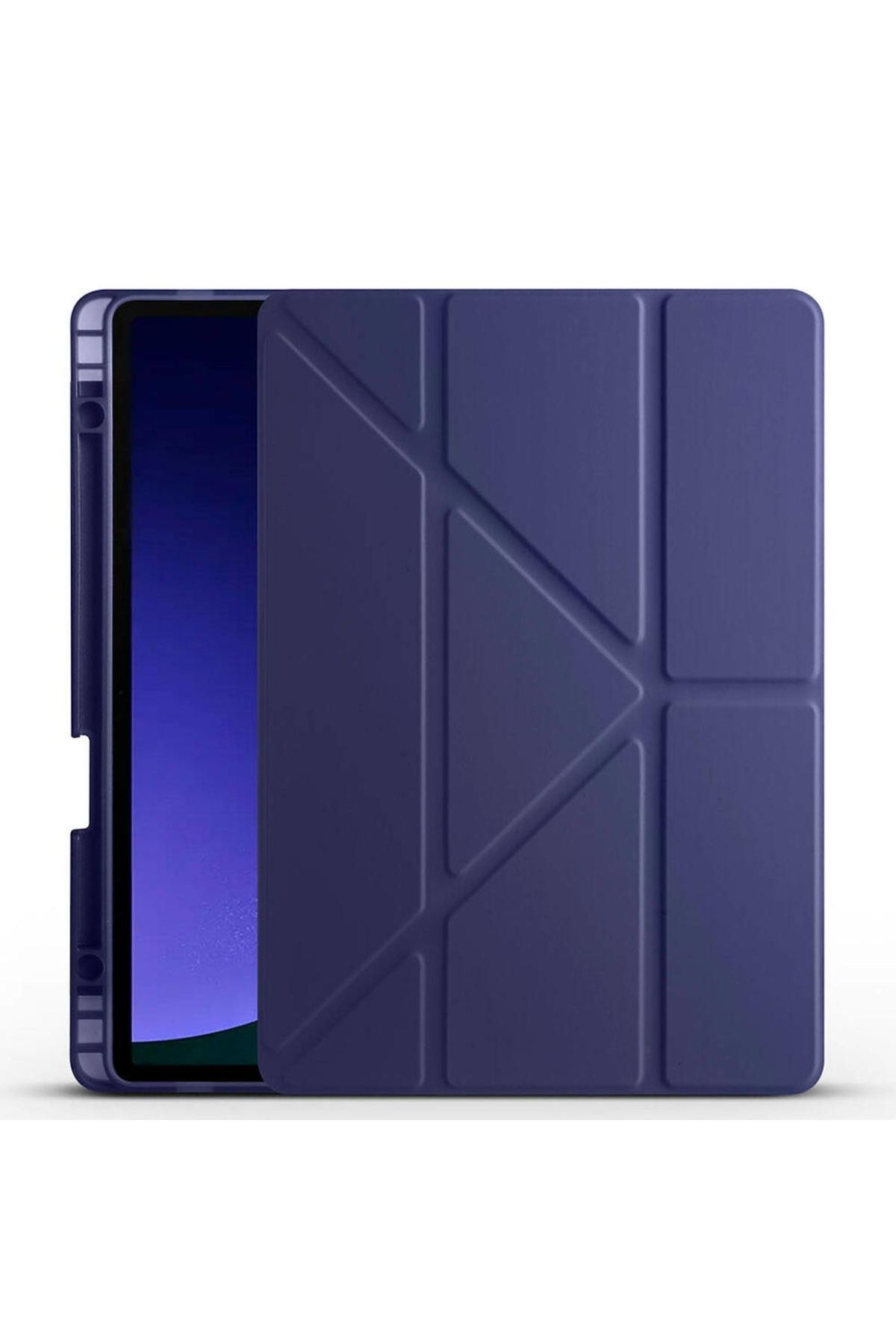 Megafox Teknoloji Samsung Galaxy Tab S9 FE Uyumlu Tablet Kılıfı Tri Folding Kalem Bölmeli Kılıf