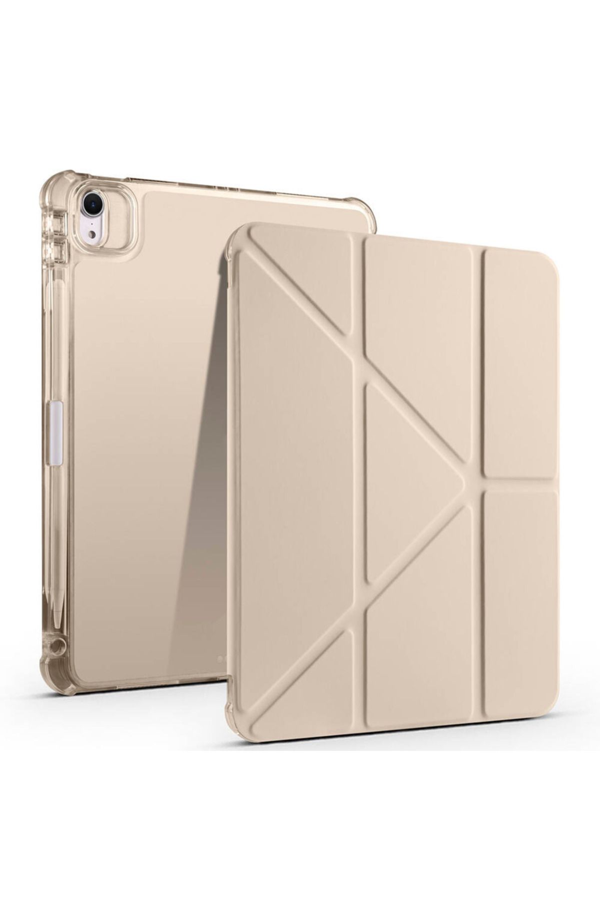 Megafox Teknoloji Apple iPad Air 11 2024 Uyumlu Tablet Kılıfı Tri Folding Kalem Bölmeli Standlı Katlanabilir Kılıf