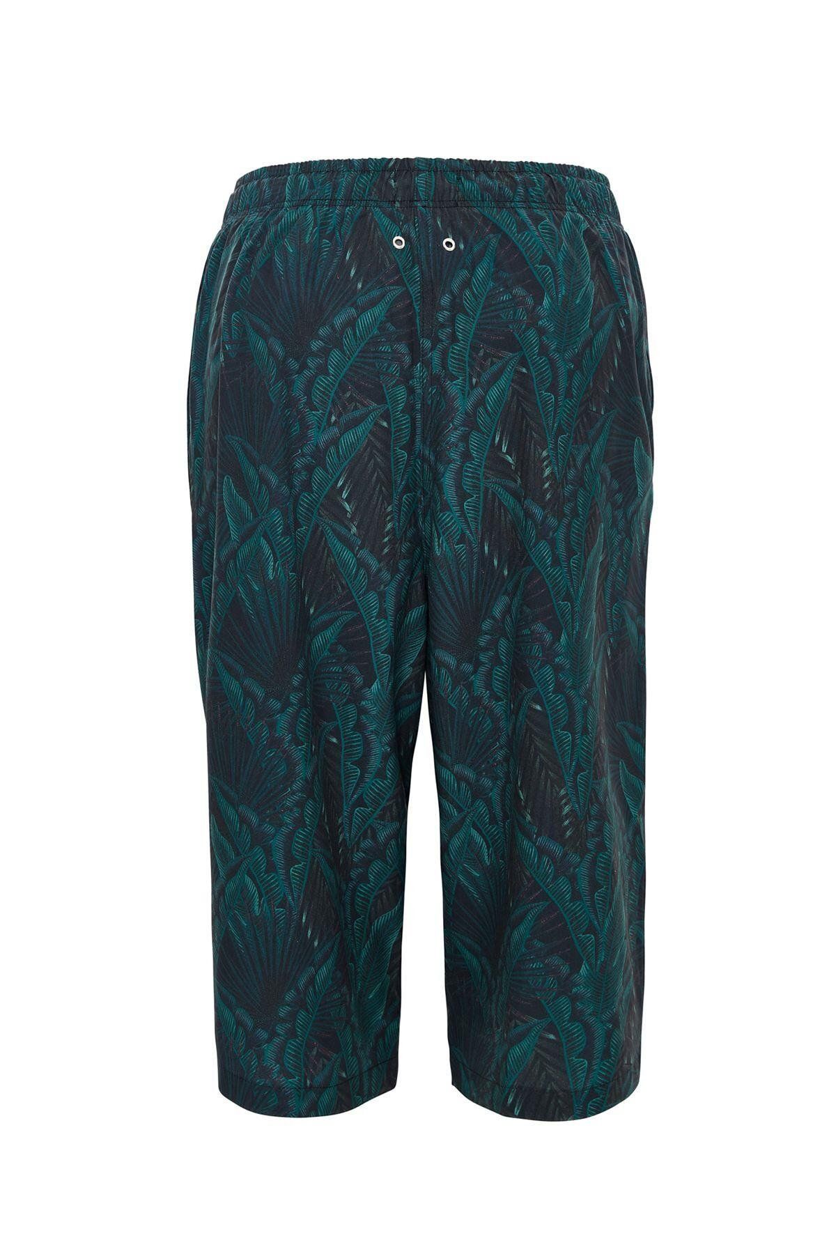 Haşema-Leaf Patterned Long Men's Pool and Sea Shorts 5074 2