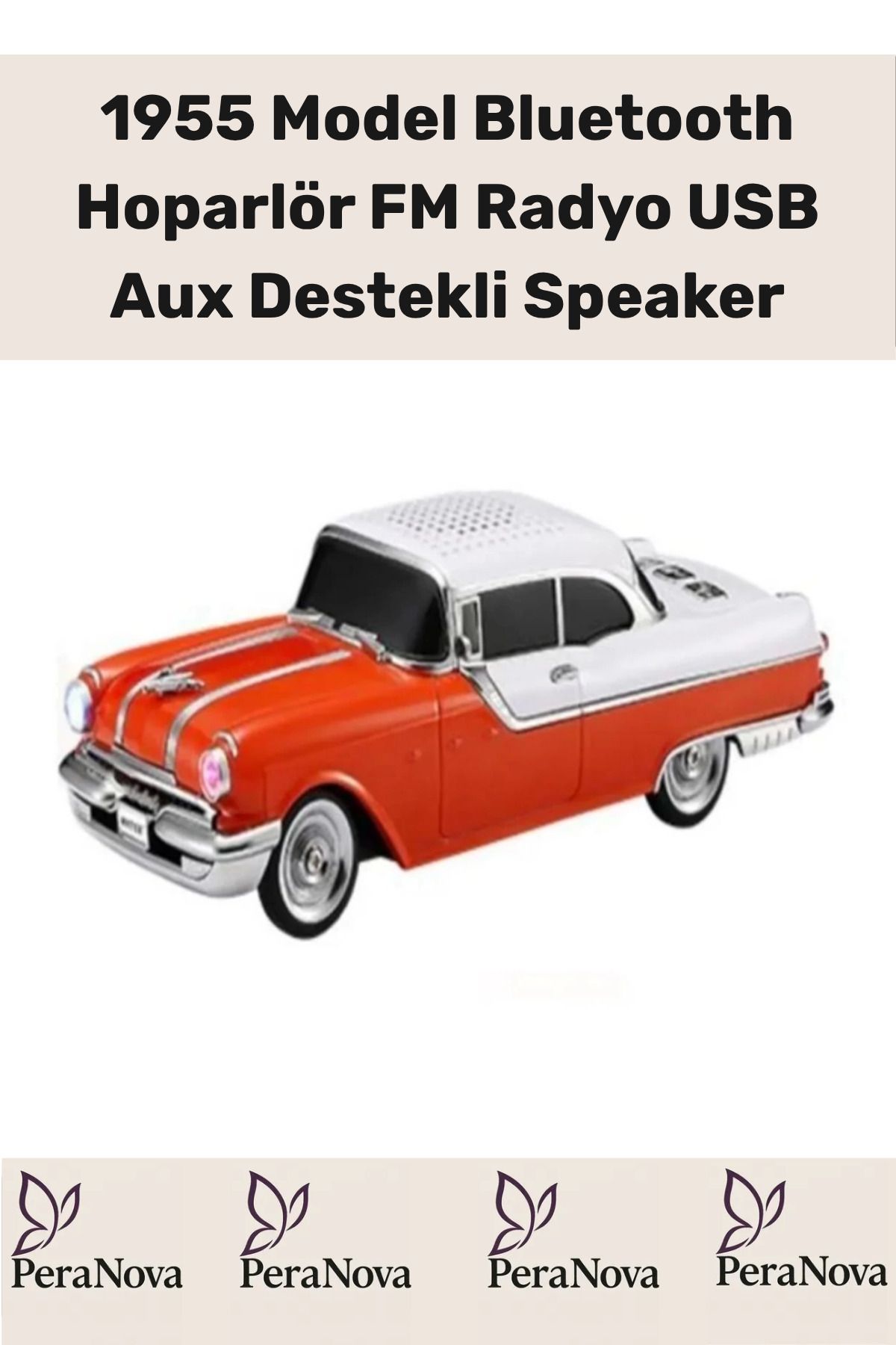 PeraNova Özel Seri Nostaljik Pontiac Araba 1955 Model Bluetooth Hoparlör Fm Radyo USB Aux Destekli Speaker