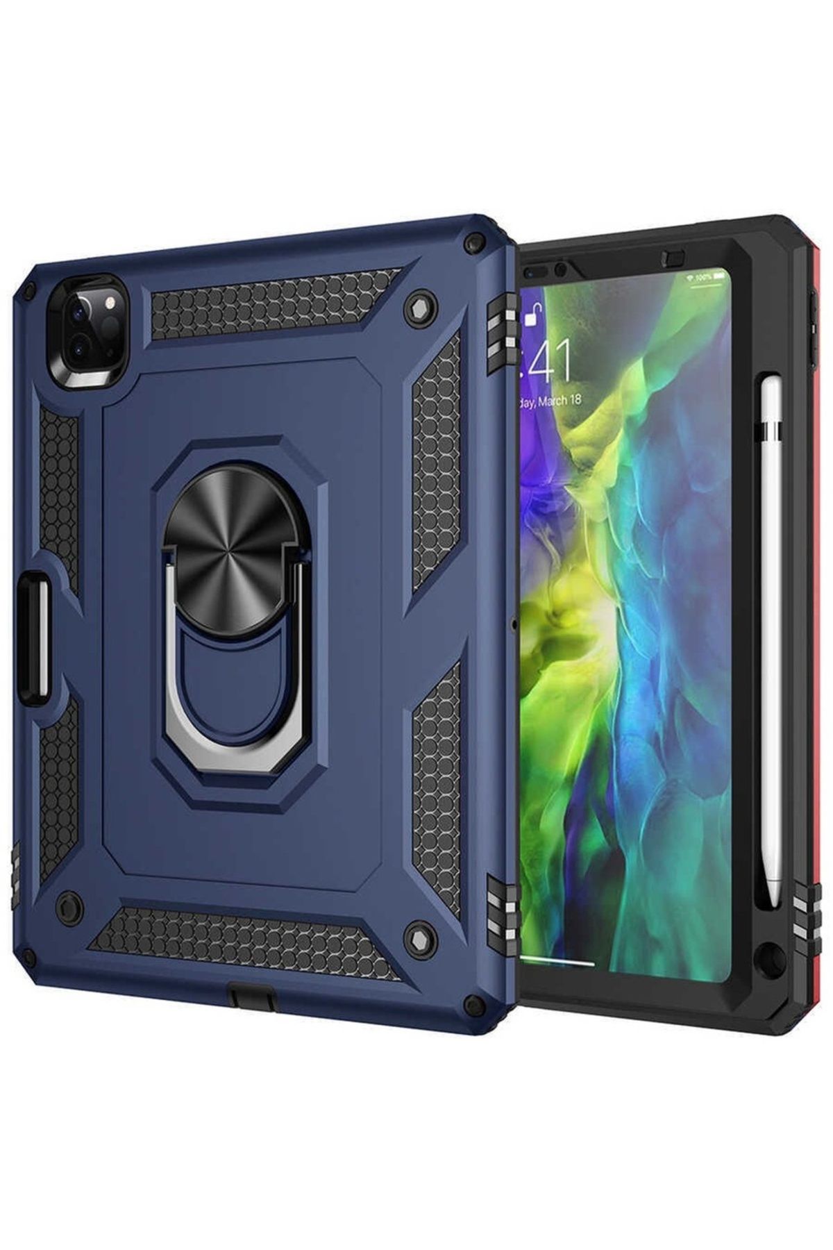 Megafox Teknoloji Apple iPad Pro 11 2020 (2.Nesil) Uyumlu Tablet Kılıfı Vega Zırhlı Standlı Kılıf