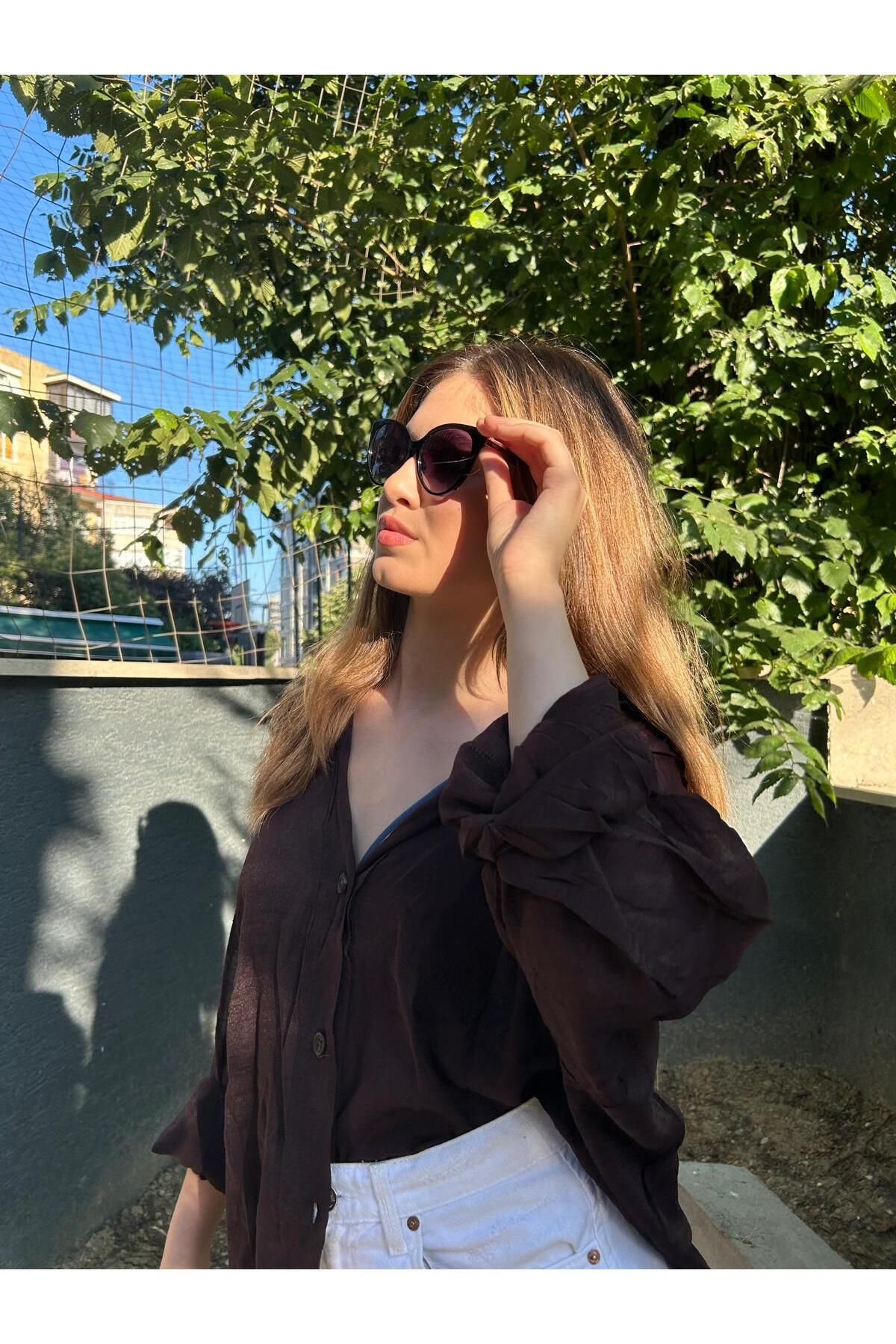 MİELEA Cepli Oversize Kahverengi Gömlek