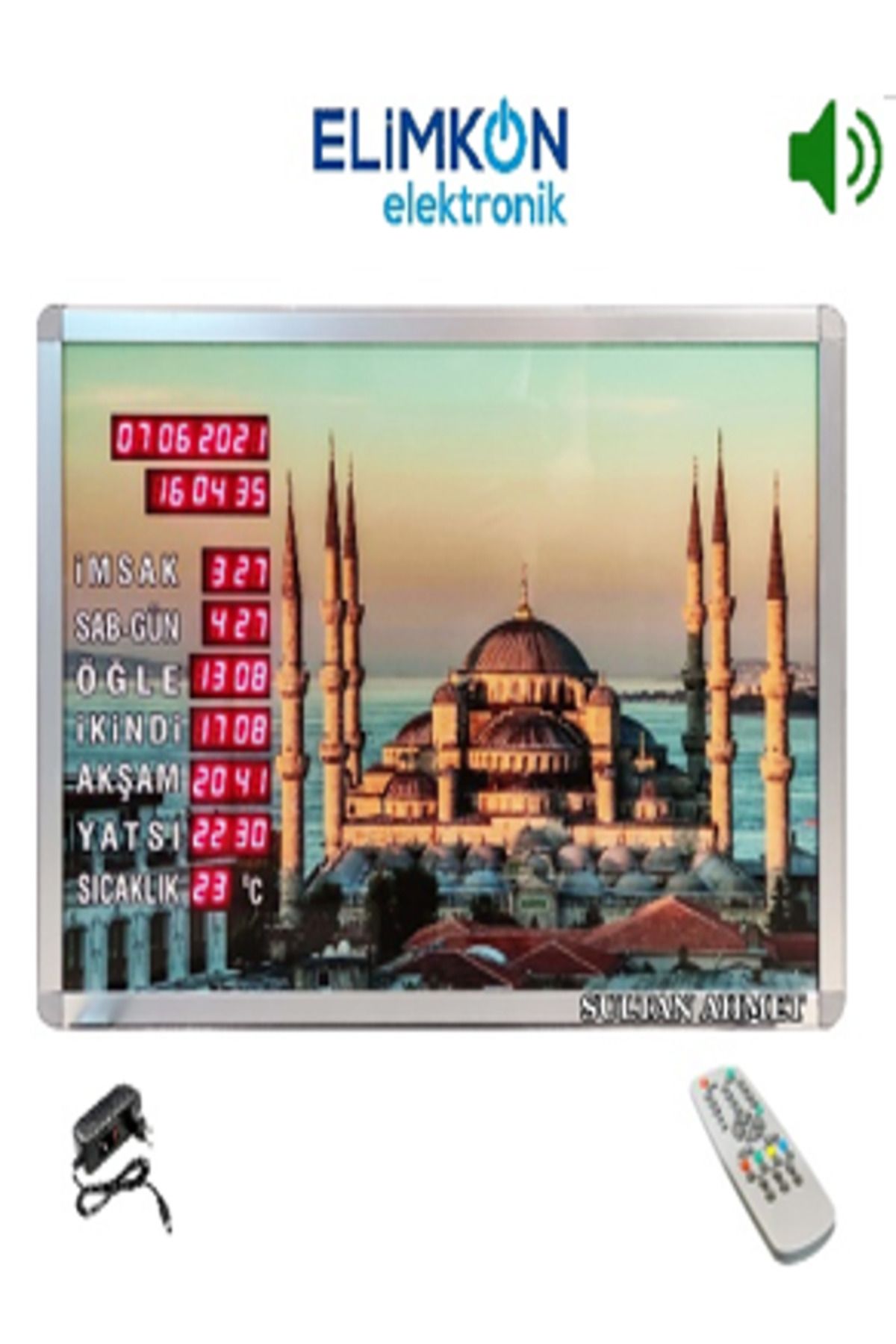 Elimkon VAKİTMATİK DİJİTAL İMSAKİYE DİJİTAL BASKILI KUMANDALI EZANLI SAAT SULTAN AHMED