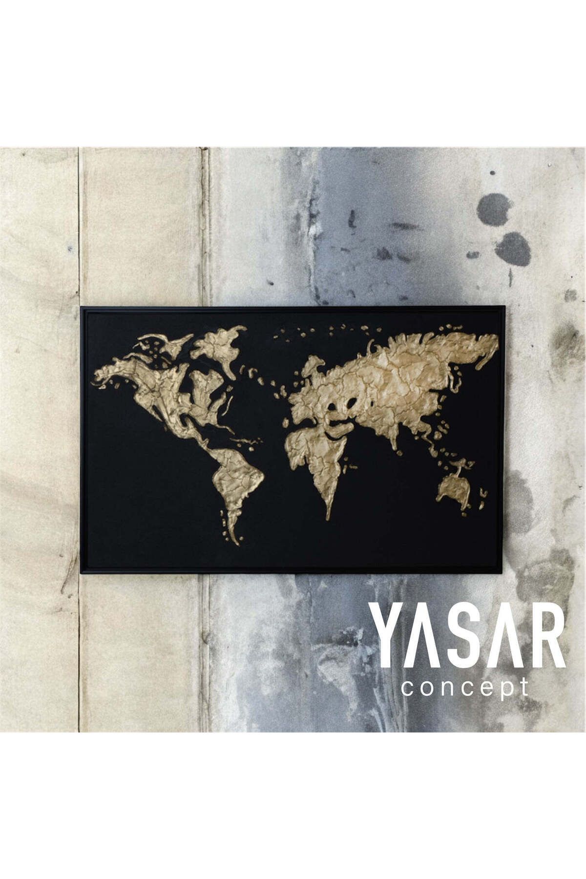 YSR CONCEPT Midas Map Dünya Haritalı El Yapımı Tablo