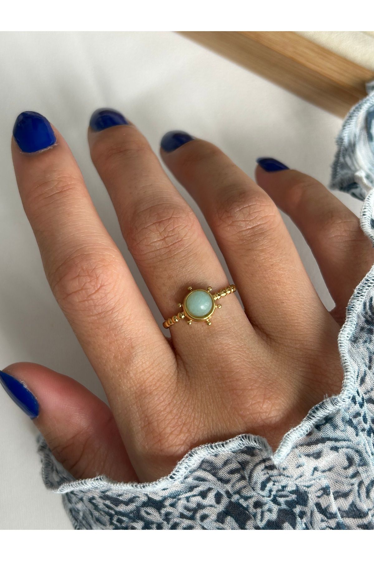 ringbox Çelik Kararmaz Turkuaz Taşlı Yüzük