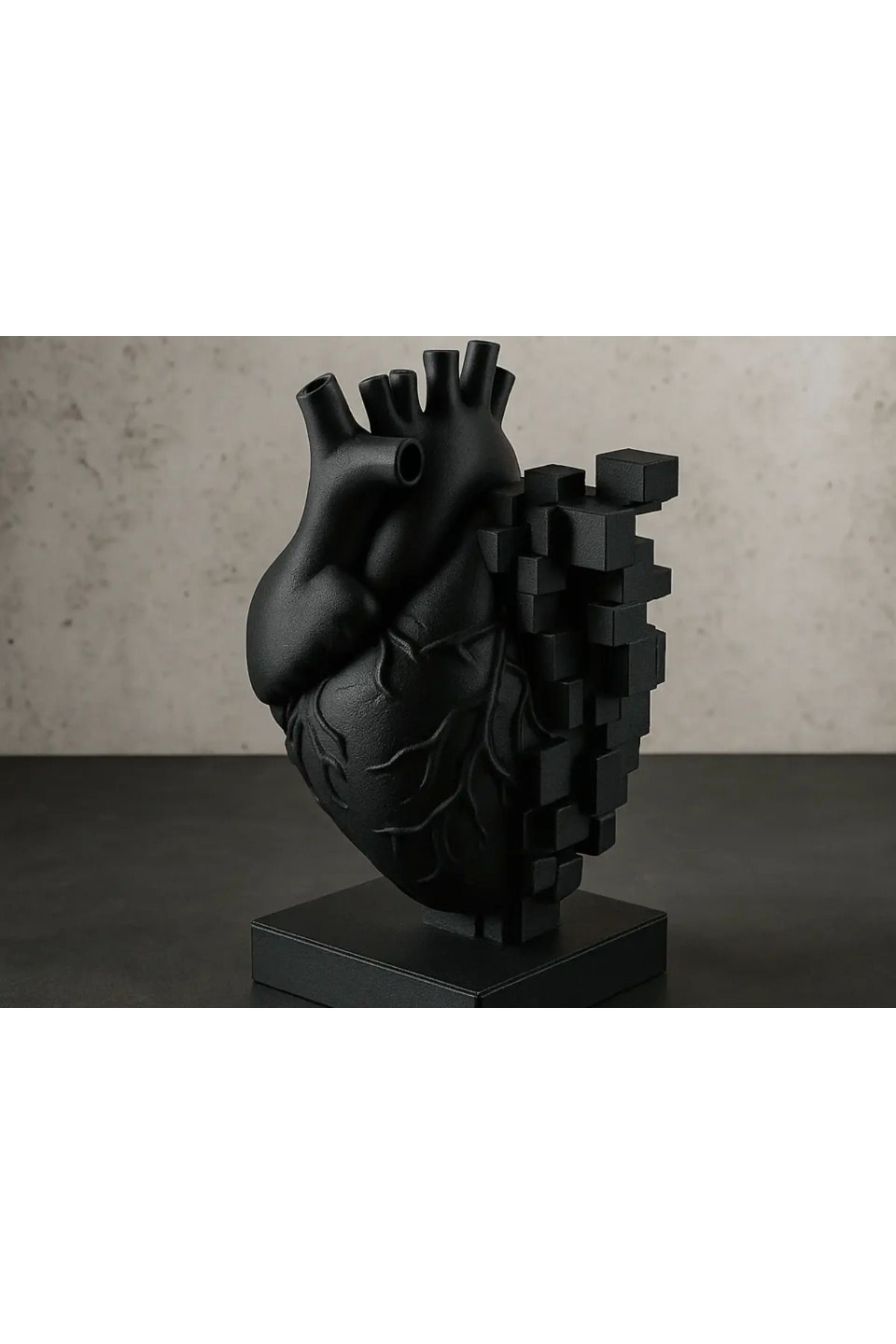 Phigo Pixel Kalp Heykeli 15 cm 3D Baskı İsim Yazılabilir Anatomik Dekoratif Sanat Biblosu