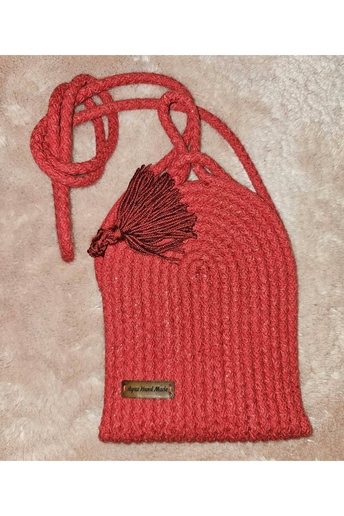 Ayaz Handmade EL YAPIMI KORDON İP TELEFON ÇANTASI