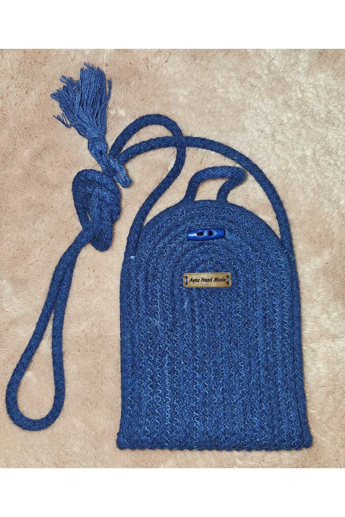 Ayaz Handmade EL YAPIMI KORDON İP TELEFON ÇANTASI