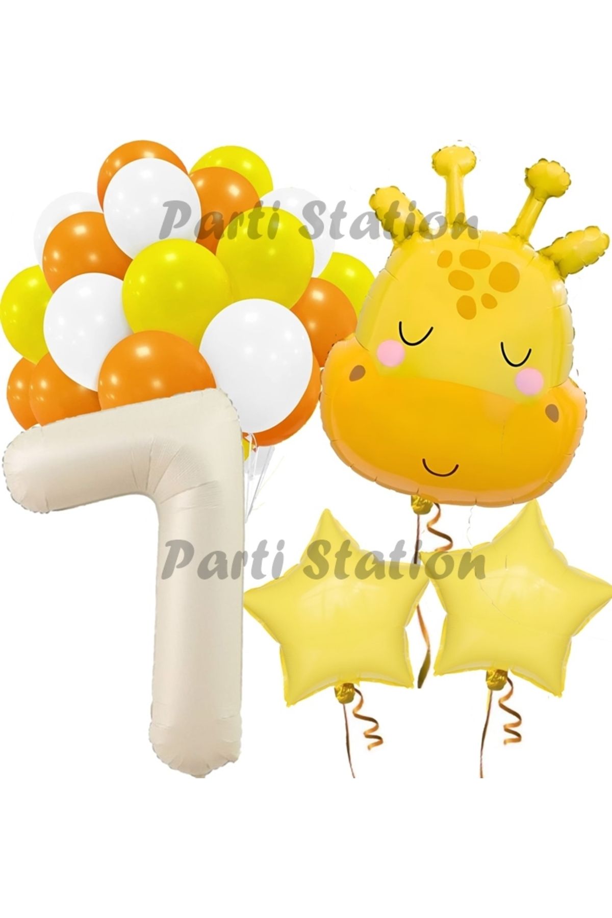 Partifest Safari Sevimli Zürafa Tema 7 Yaş Balon Set Safari Konsept Zürafa Parti Doğum Günü Balon Set