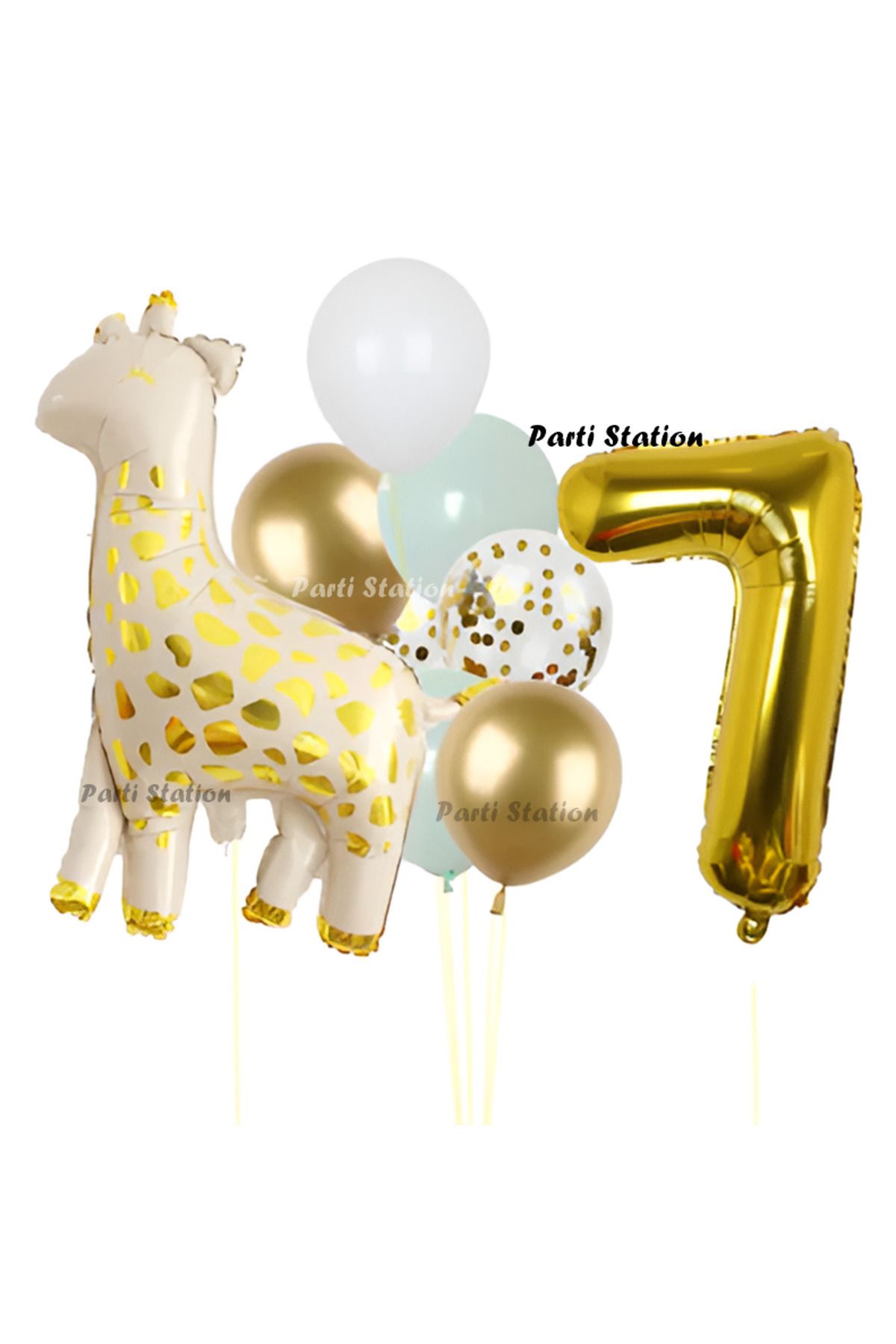 Partifest Sevimli Zürafa Konsept 7 Yaş Doğum Günü Balon Set Safari Tema Zürafa Parti Doğum Günü Balon Set