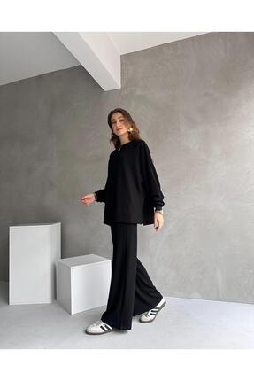 Moda Küpü Modal Kumaş Kadın Eşofman Takımı, Üst Geniş Kalıp, Alt Dar, Yumuşak...