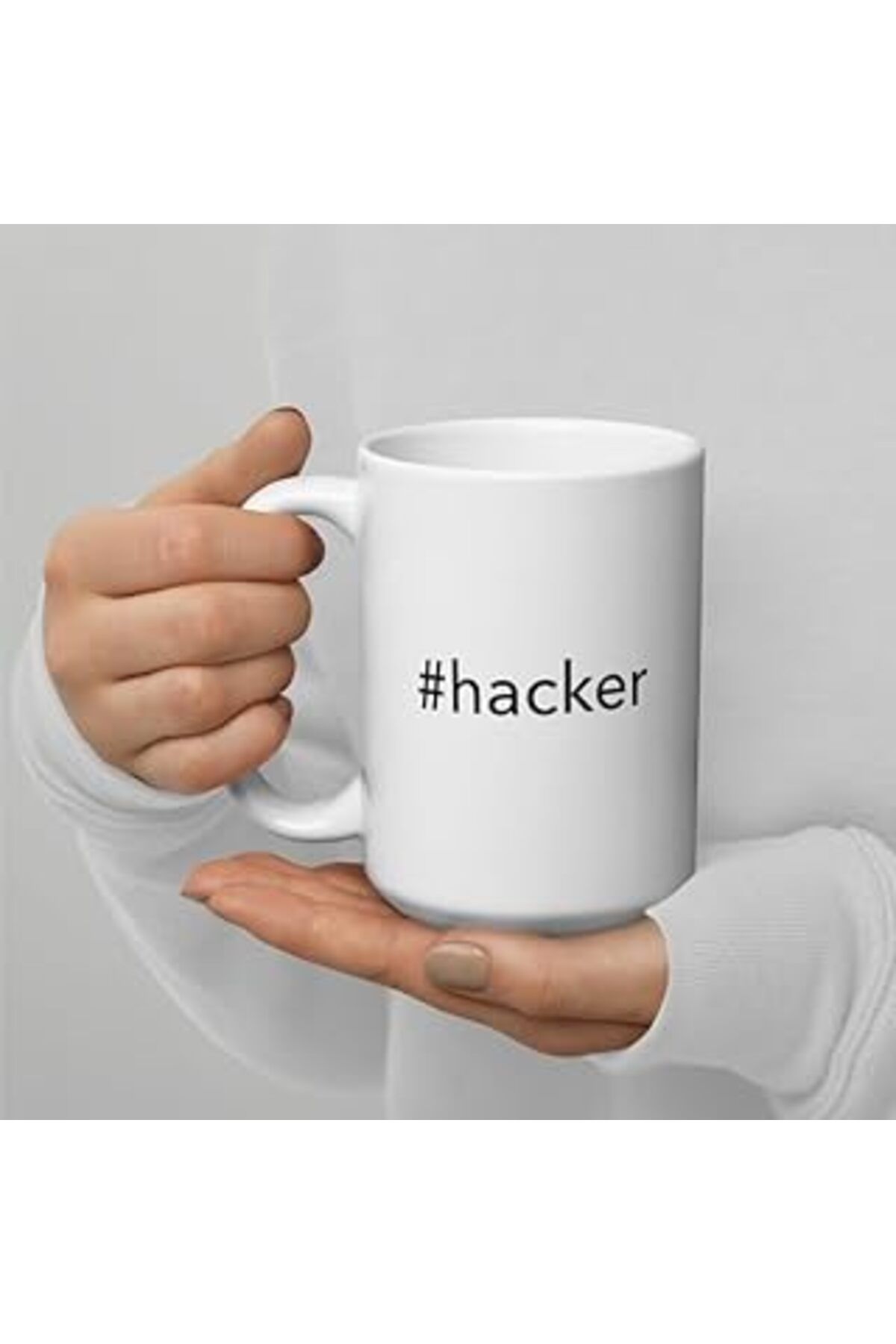 NETWORK ART Print Dore Hashtag Hacker Kahve Kupa - Beyaz Parlak Kupa - İngilizce Kahve Kupa