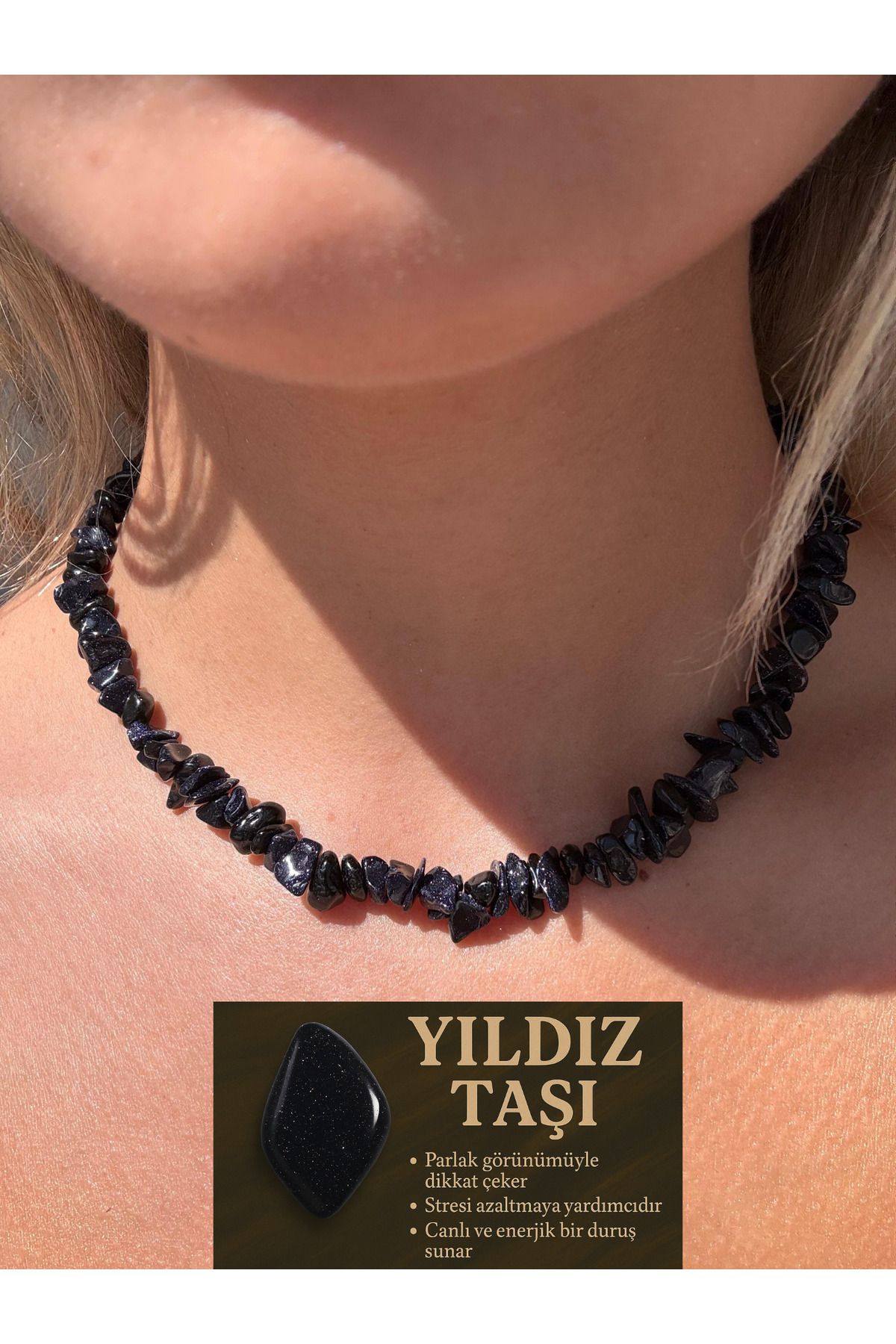 Vinlora Design Doğal Taş Yıldız Taşı Kırıktaş Kolye – Parlak Simli Görünüm, El Yapımı Şık Aksesuar