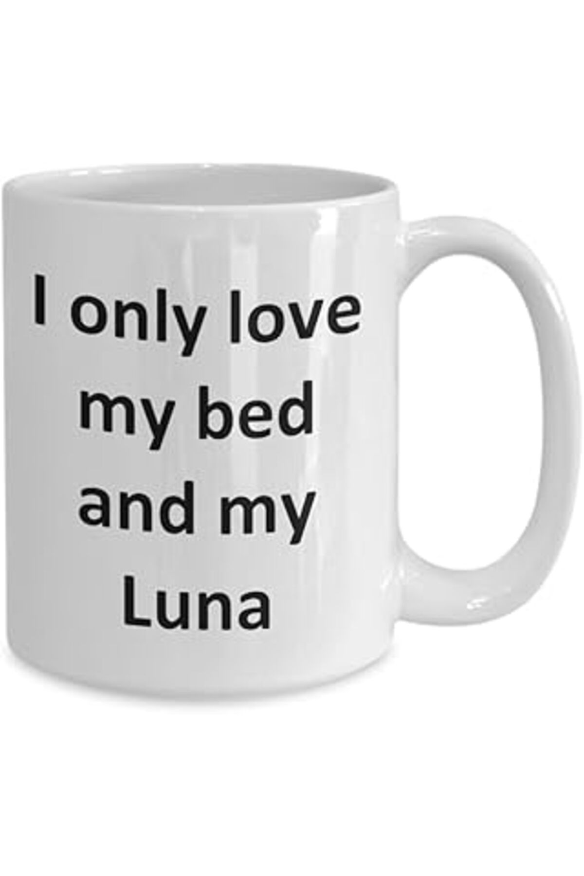 Mu Art Ahşap Print Dore Komik Luna Kupa - Yatağımı Seviyorum Ve Luna Kedi Kahve Fincanı - İngilizce Kahve Kupa