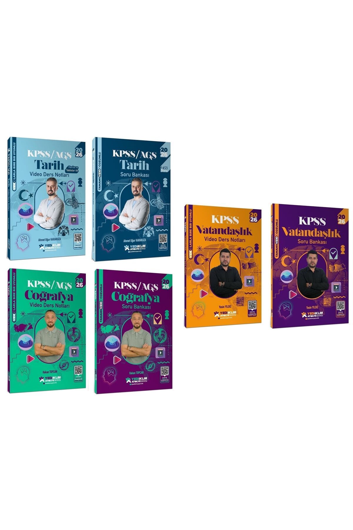 Makro Kitabevi Yayınları Yediiklim 2026 KPSS Tarih + Coğrafya + Vatandaşlık Atölye Video Ders Notları + Soru Bankası 6 lı Set